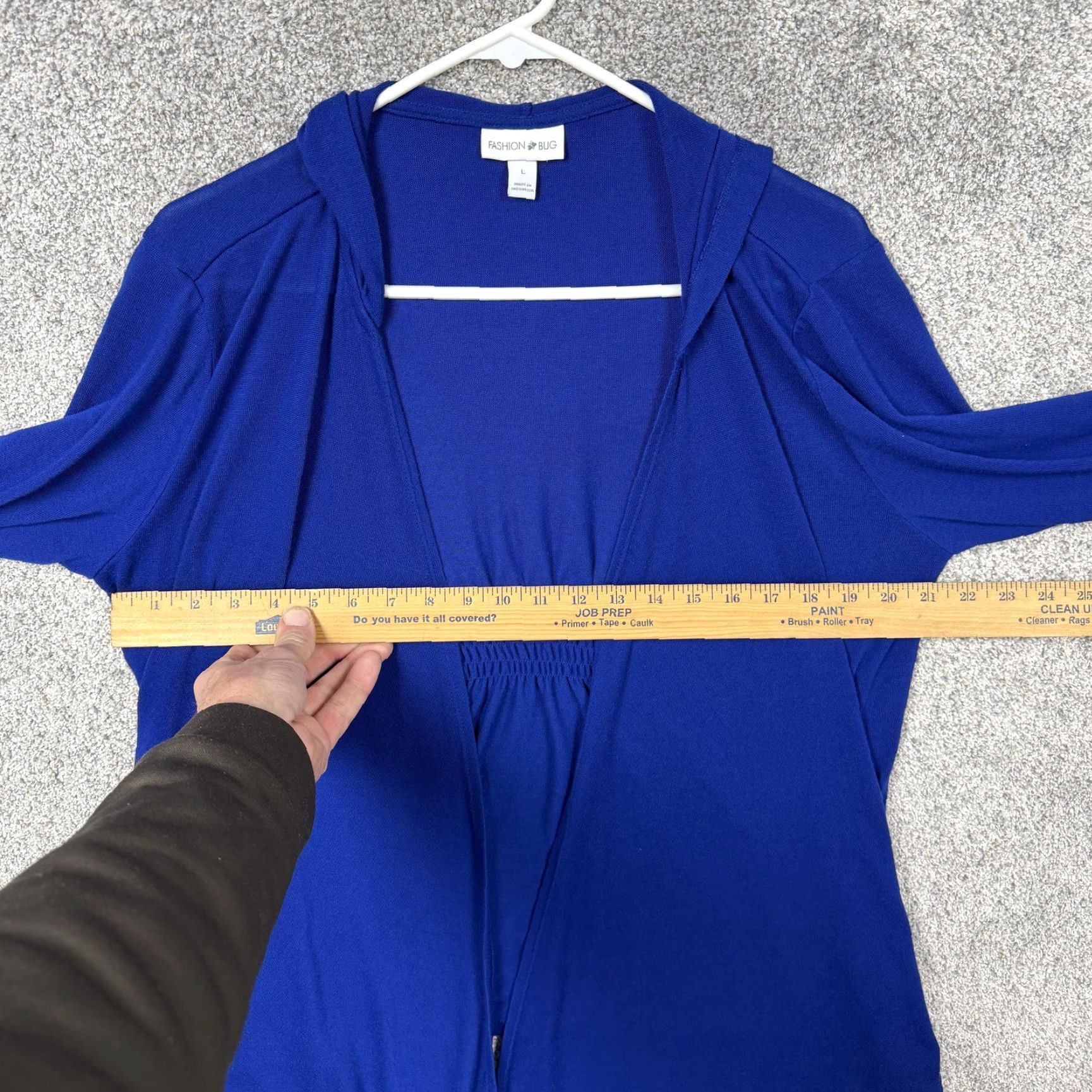 Vintage Fashion Bug Cardigan Women L Blue Hooded Lightweight Open Front Jersey Sweater Solid Womens Size L / US 10 / IT 46 - 4 Thumbnail