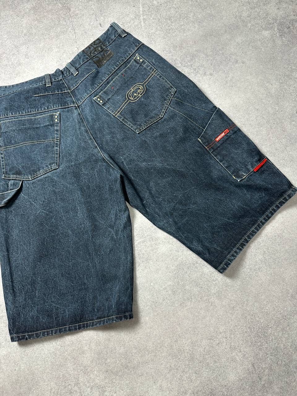 Ecko Unltd. × Japanese Brand × Vintage Vintage 90s Ecko Unltd Rhinoceros Carpenter Denim Shorts Rap Size US 40 / EU 56 - 6 Thumbnail