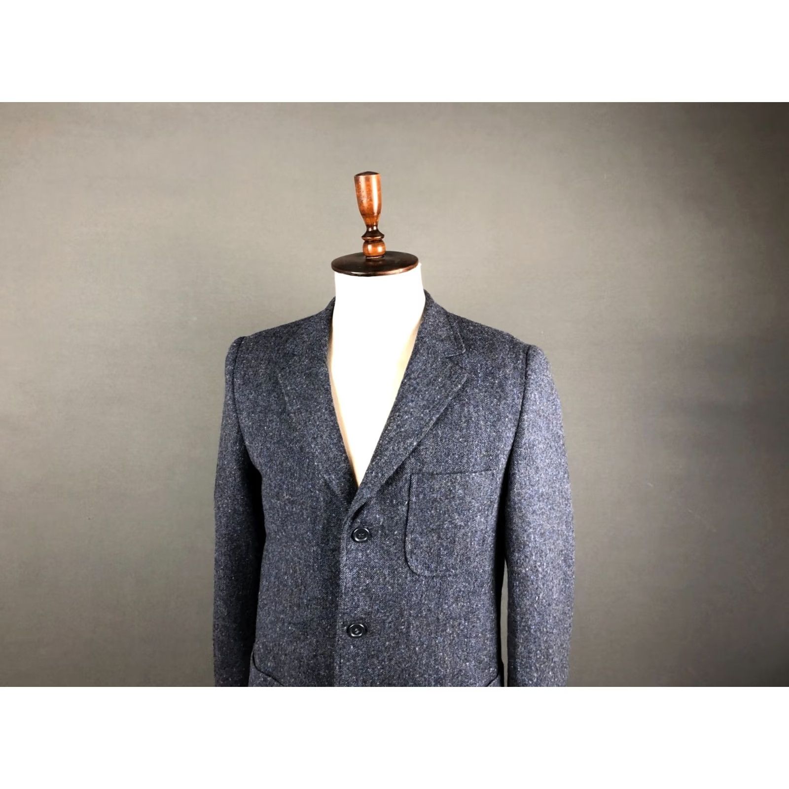 Vintage Magee Blazer Shirt Men 48 Blue Lambswool Tweed Single-Breasted 3 Button Cuffs Vintage No Size 48R - 5 Thumbnail