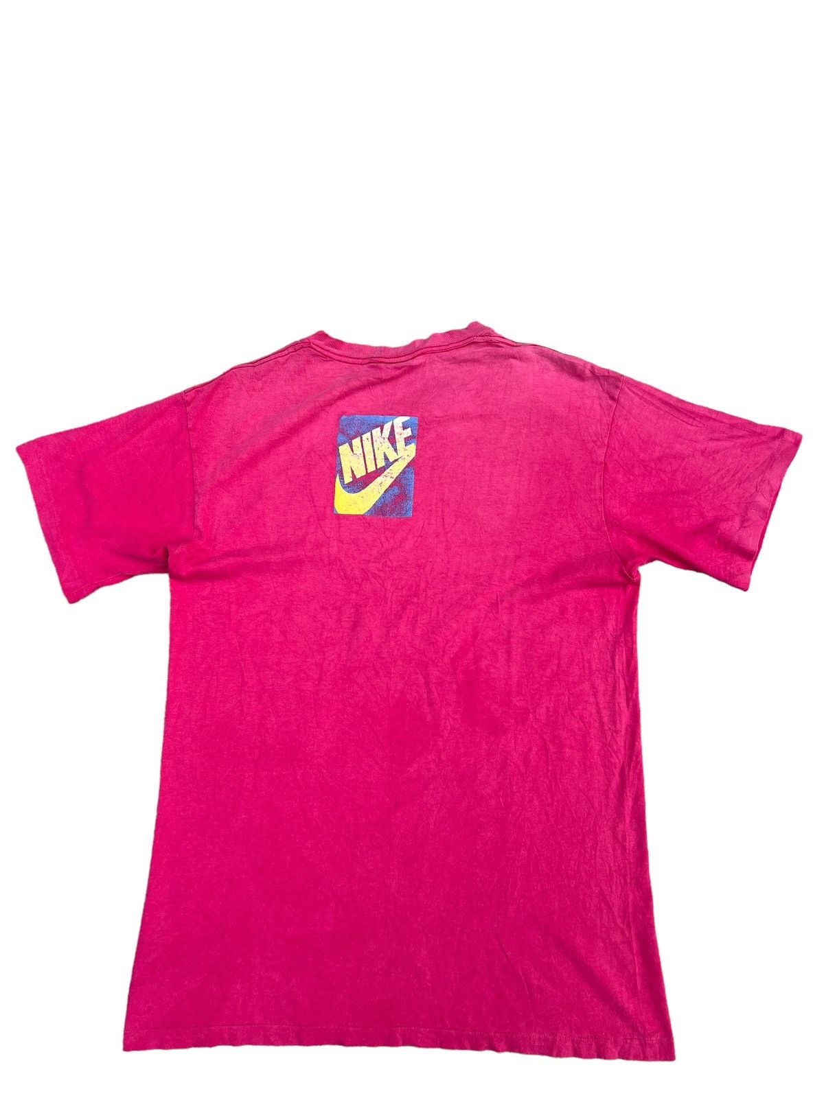 Nike Vintage 90s Nike Grey Tag Jordan Distress Sun Fade Pink tee Size US M / EU 48-50 / 2 - 11 Thumbnail