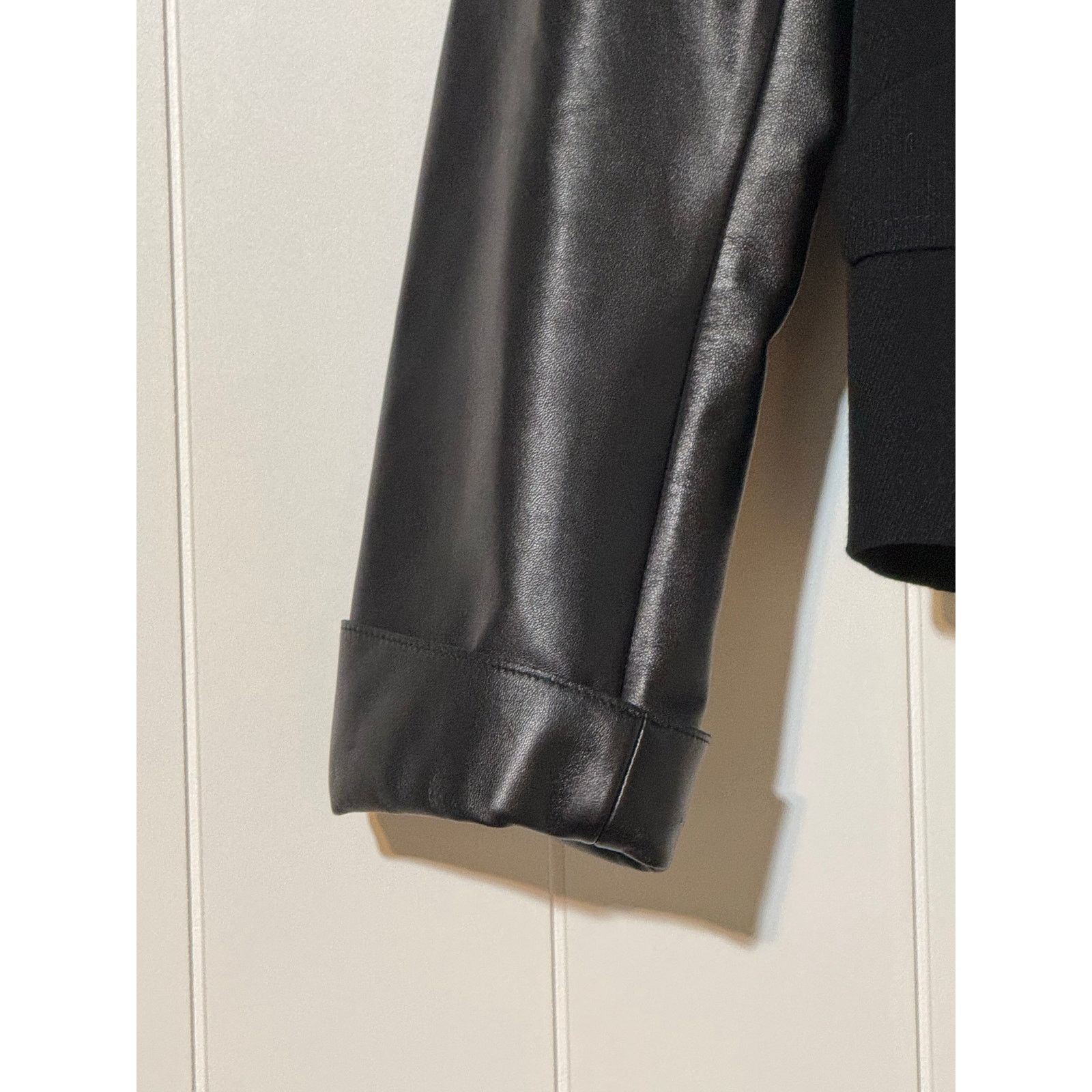 Akris Akris Punto Wool Leather Moto Jacket Black Lambskin Sleeve 6 Size M / US 6-8 / IT 42-44 - 11 Thumbnail