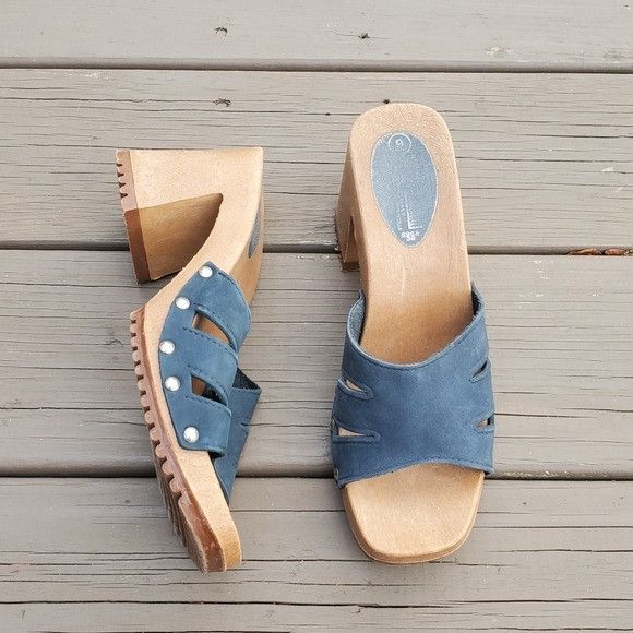 Vintage Vintage 90s y2k Bratz Blue Suede Leather Chunky Heel Sandals Size US 9 / IT 39 - 2 Thumbnail