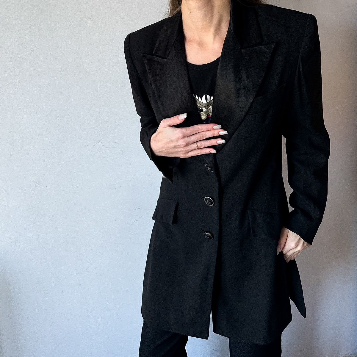 Designer × Jean-Louis Scherrer × Vintage Jean Louis Scherrer Boutique Paris Black Blazer 90's Size L / US 10 / IT 46 - 4 Thumbnail