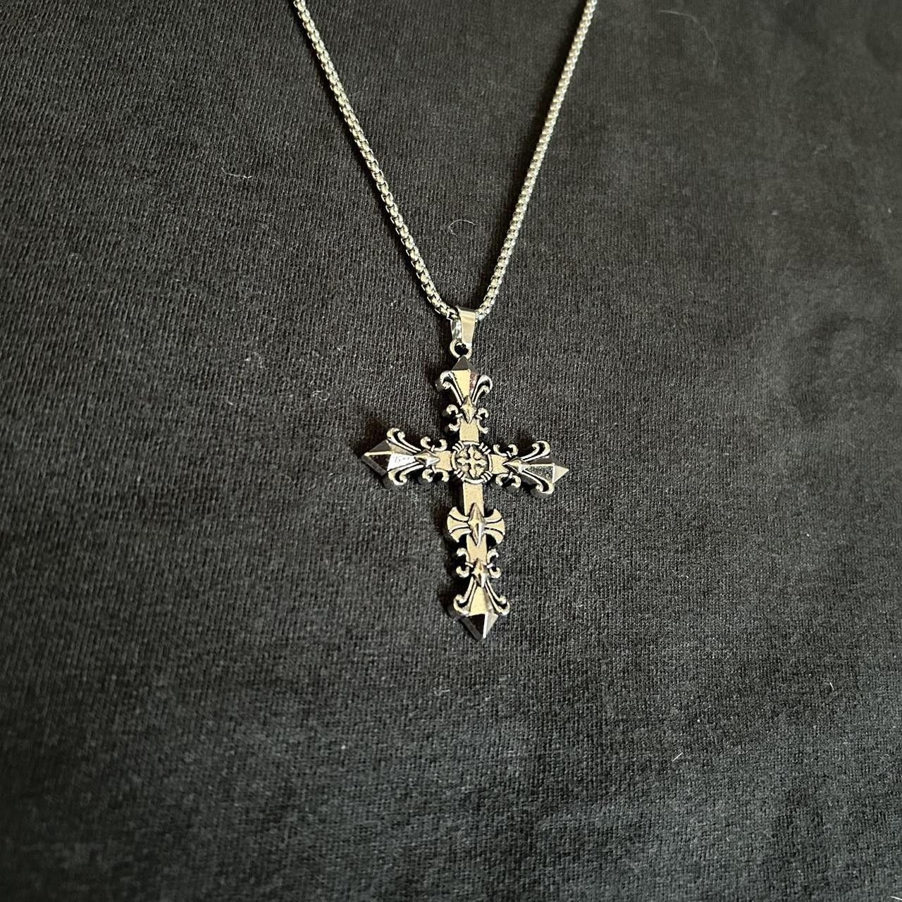 Japanese Brand × Vintage Y2K 2000s Silver Punk Skater Cross-chain Size ONE SIZE - 1 Thumbnail