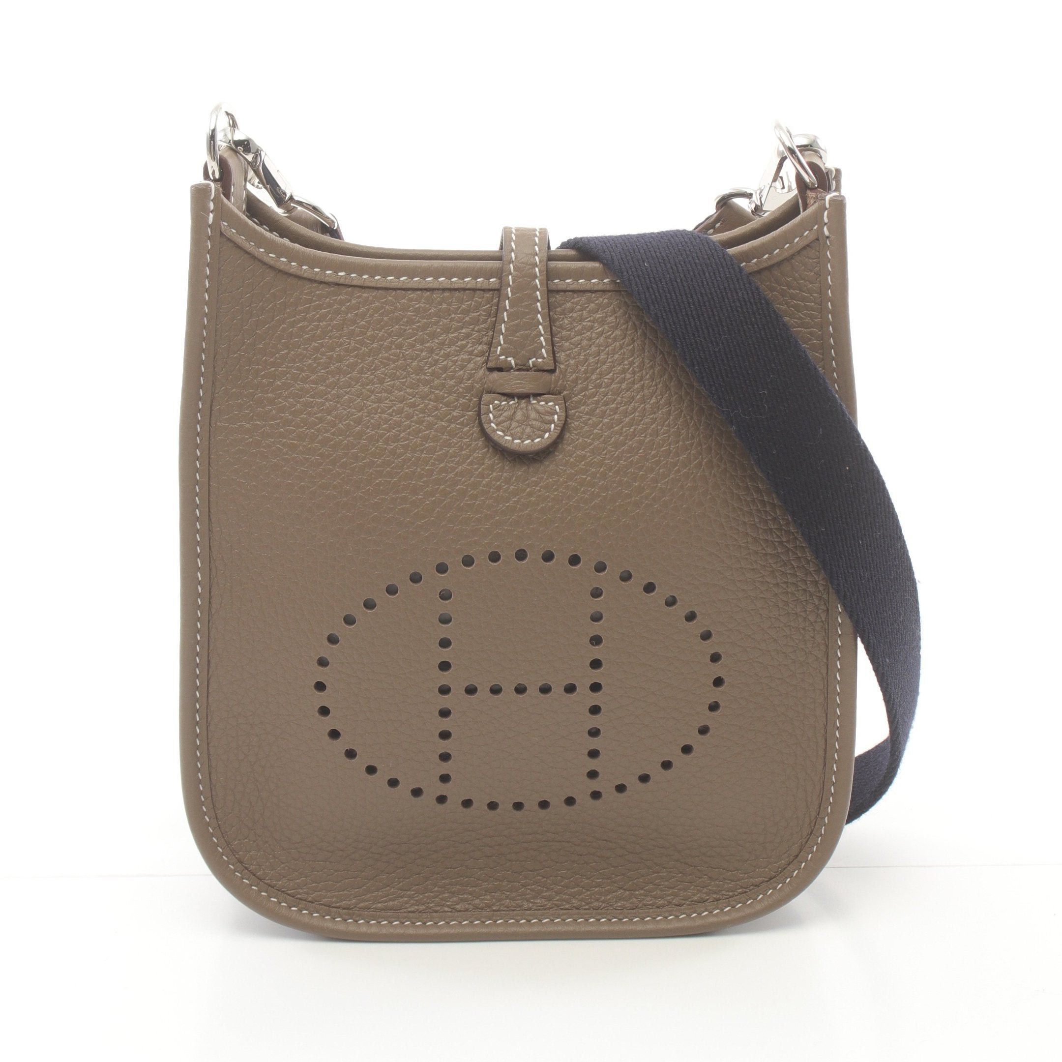 Hermes Hermes Evelyn Tpm Etoupe Shoulder Bag Clemence Leather Gray Brown Silver Hardware Double Engraved Size ONE SIZE - 1 Thumbnail