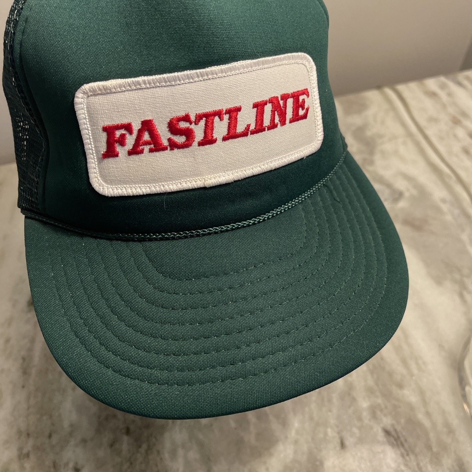 Vintage Vintage FASTLINE Farmers Cap Truckers Adjustable Green Hat Size ONE SIZE - 3 Thumbnail