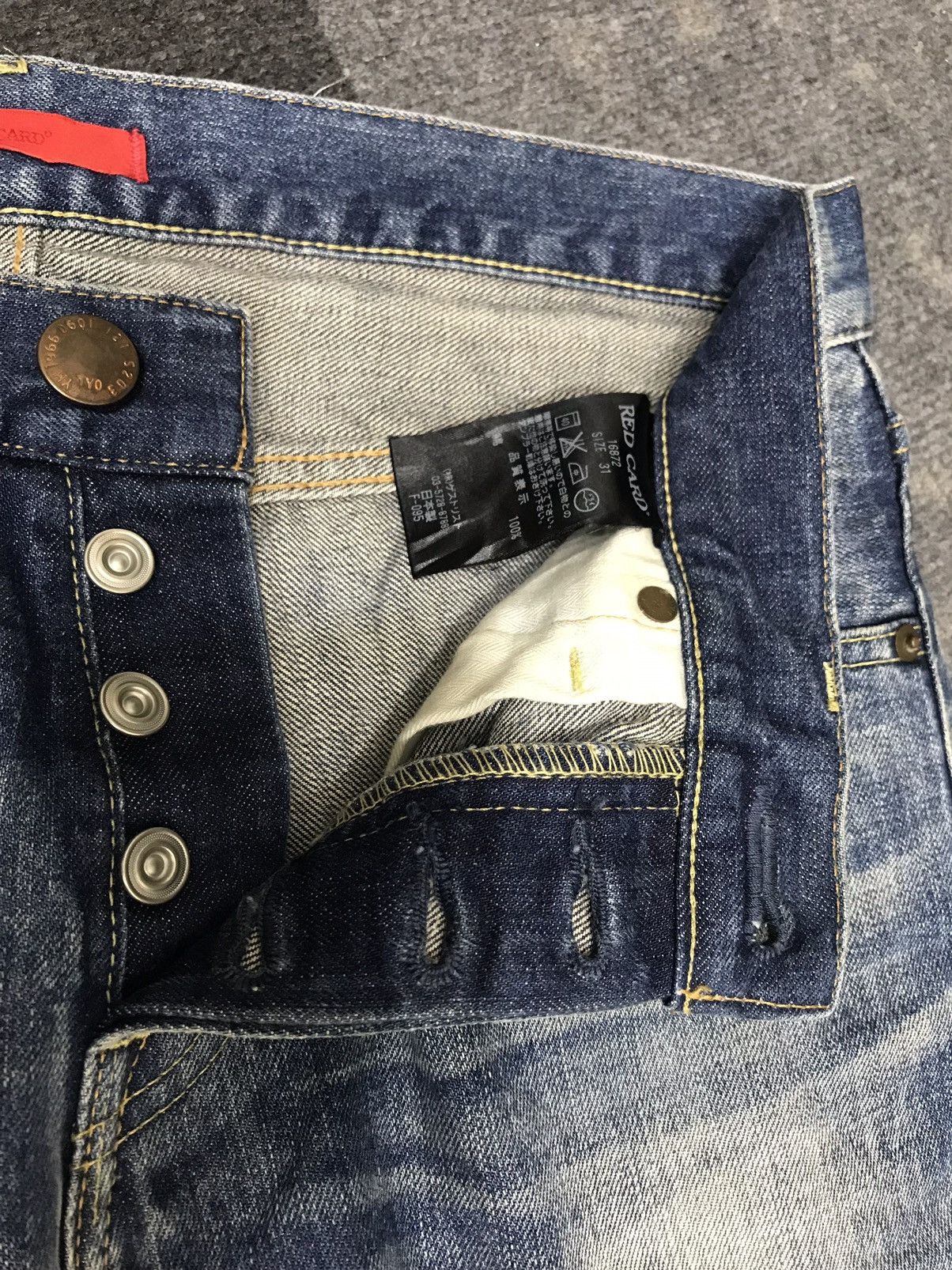 Japanese Brand 💥Insane 90s Style💥Red Card Stone Wash Fades Denim F454 Size US 32 / EU 48 - 18 Thumbnail
