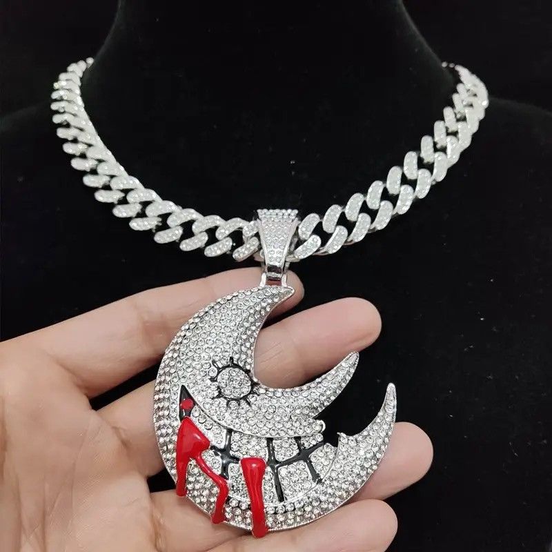Jewelry Hip Hop Chain Moon Pendant Necklace Size ONE SIZE - 2 Thumbnail