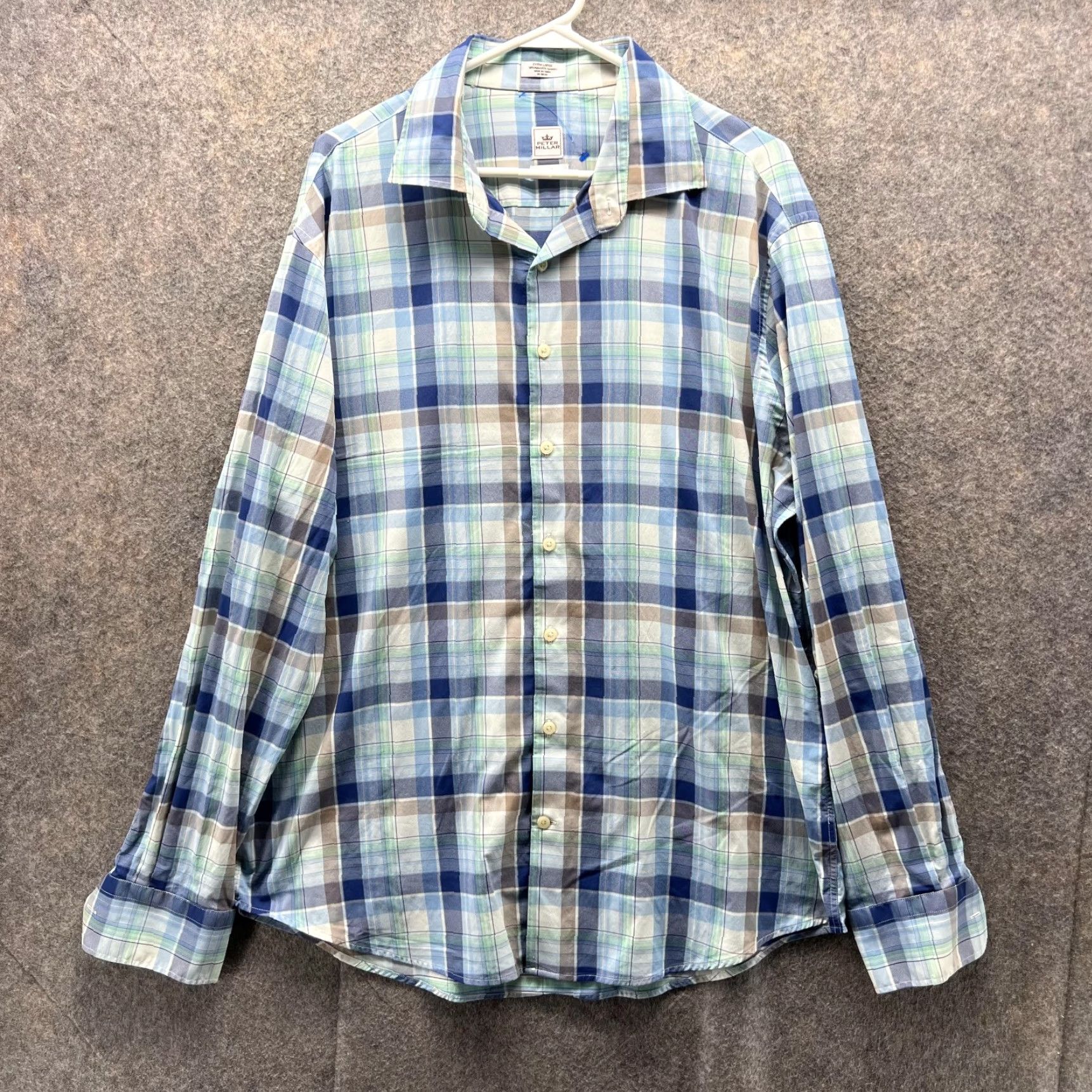 Peter Millar VINTAGE Peter Millar Shirt Men XL Blue Button-Down Nylon Plaid Size US XL / EU 56 / 4 - 2 Thumbnail