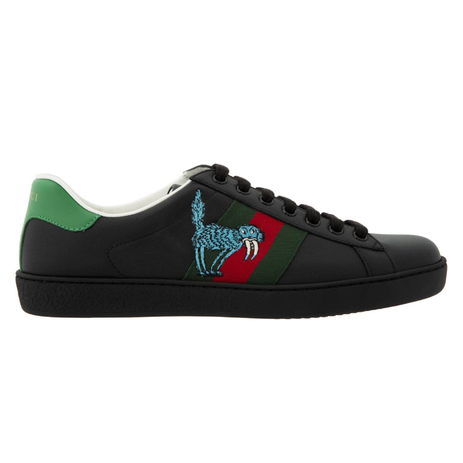 Gucci Gucci Mens Freya Hartas Ace Black Leather Flat Low Size US 13 / EU 46 - 1 Thumbnail