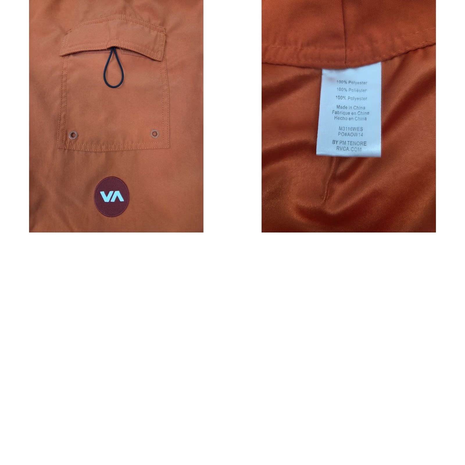RVCA RVCA Mens Board Shorts Orange 30 Regular Inseam 10" Drawstring Side Pocket Embroidered Classic Non Stretch Polyester Knit Swim Bottoms Mens Size ONE SIZE - 8 Thumbnail