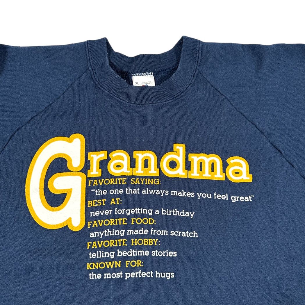Fruit Of The Loom VINTAGE Grandma Sweater Shirt Adult XL Blue Quote Raglan Crew Neck USA Made 90s Size US L / EU 52-54 / 3 - 2 Thumbnail