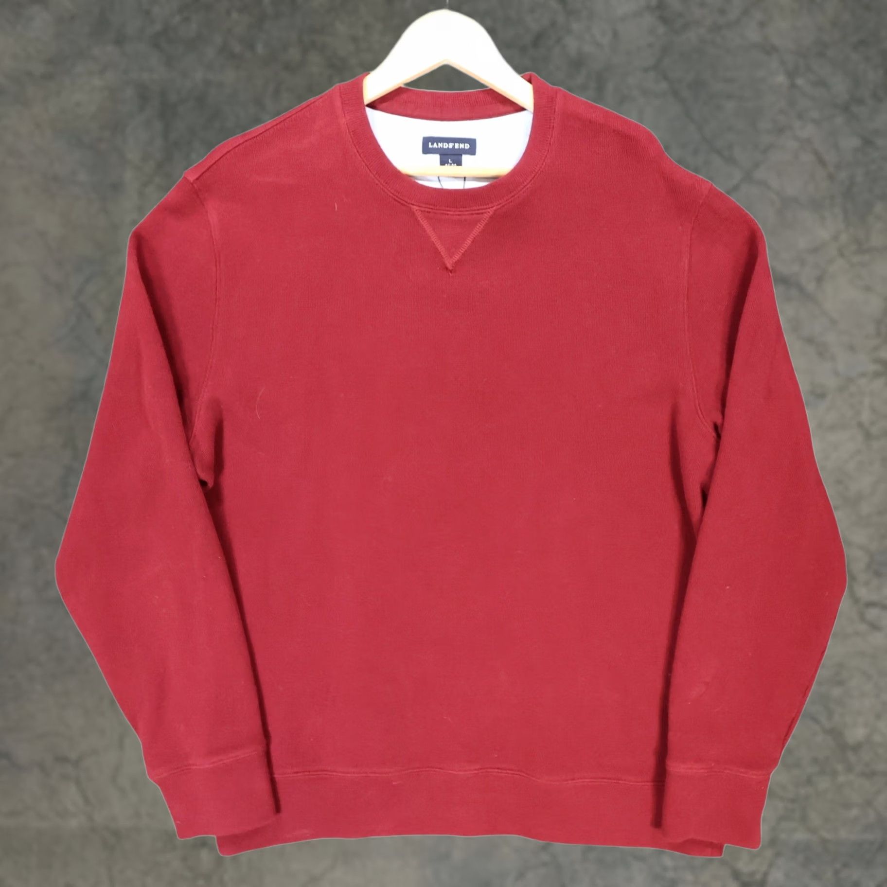 Lands' End Lands' End Sweatshirt Mens L Red Long Sleeve Crew Neck Ribbed Trim Excellent Size US L / EU 52-54 / 3 - 1 Thumbnail