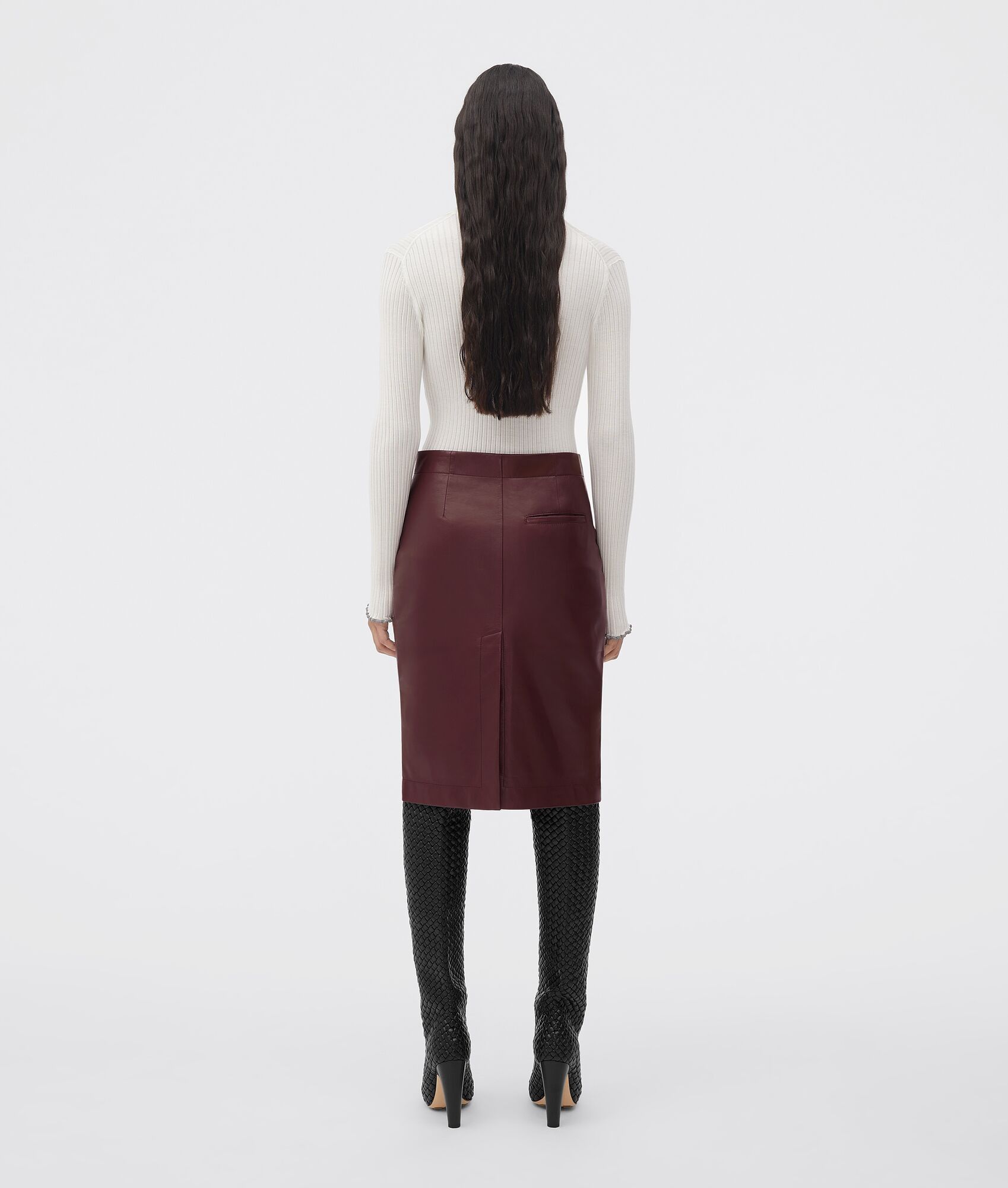 Bottega Veneta o1n1vont0325 Smooth Nappa Soft Leather Skirt in Jam Size 27" / US 4 / IT 40 - 3 Thumbnail