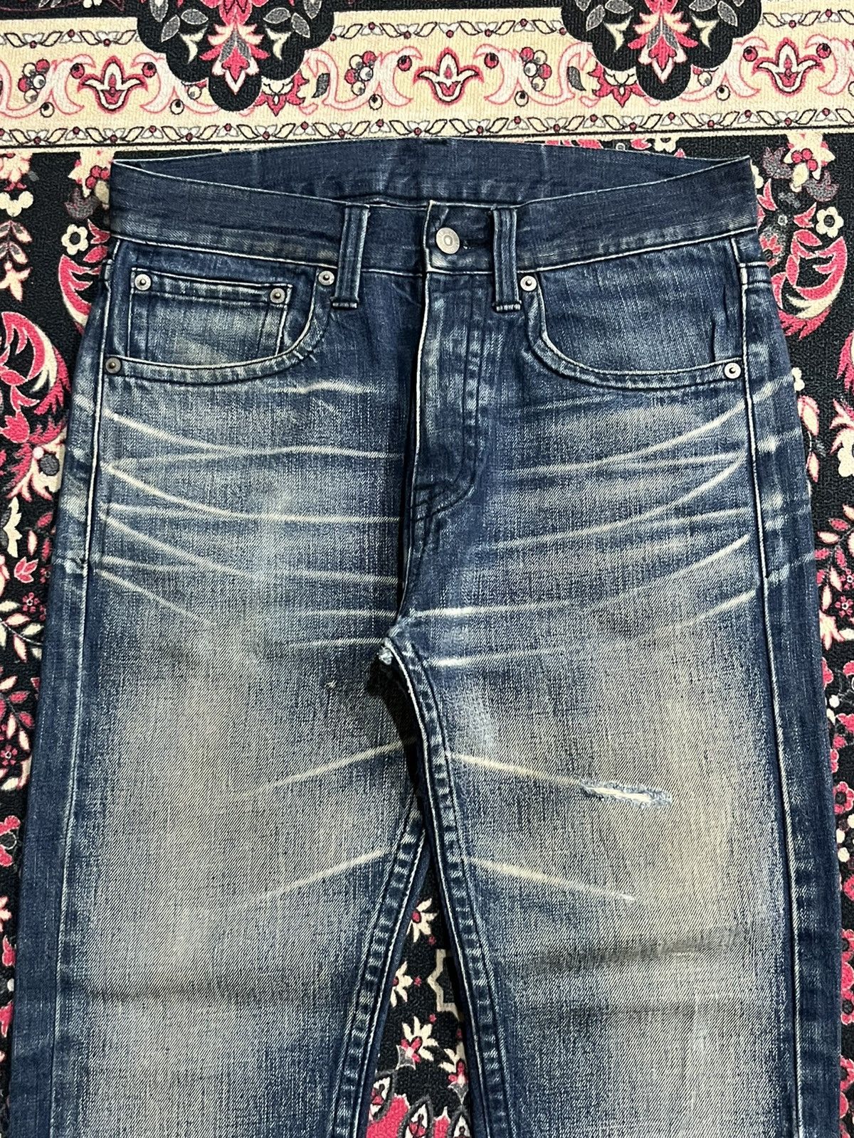 Japanese Brand Vintage Blue Label United Arrows Whisker Blue Faded Jeans Size US 30 / EU 46 - 4 Thumbnail