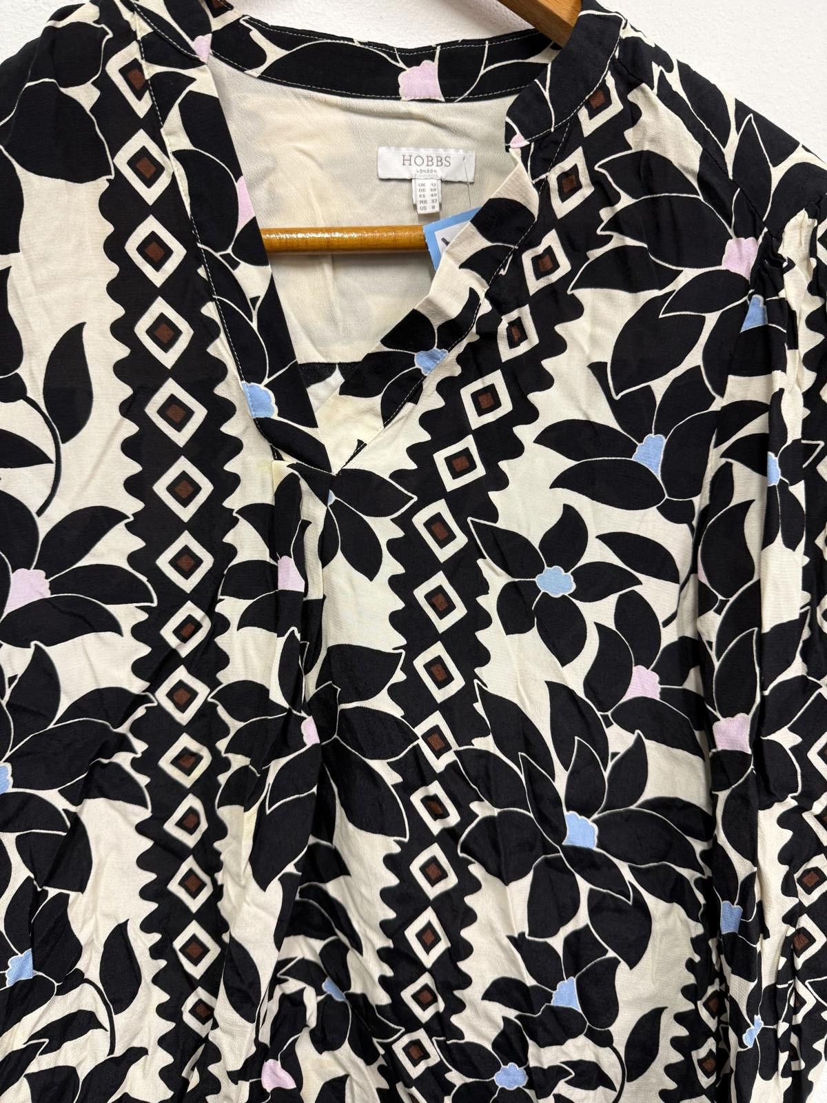 Other Hobbs London Floral Patterned V-Neck Blouse UK 12 Size M / US 6-8 / IT 42-44 - 3 Thumbnail