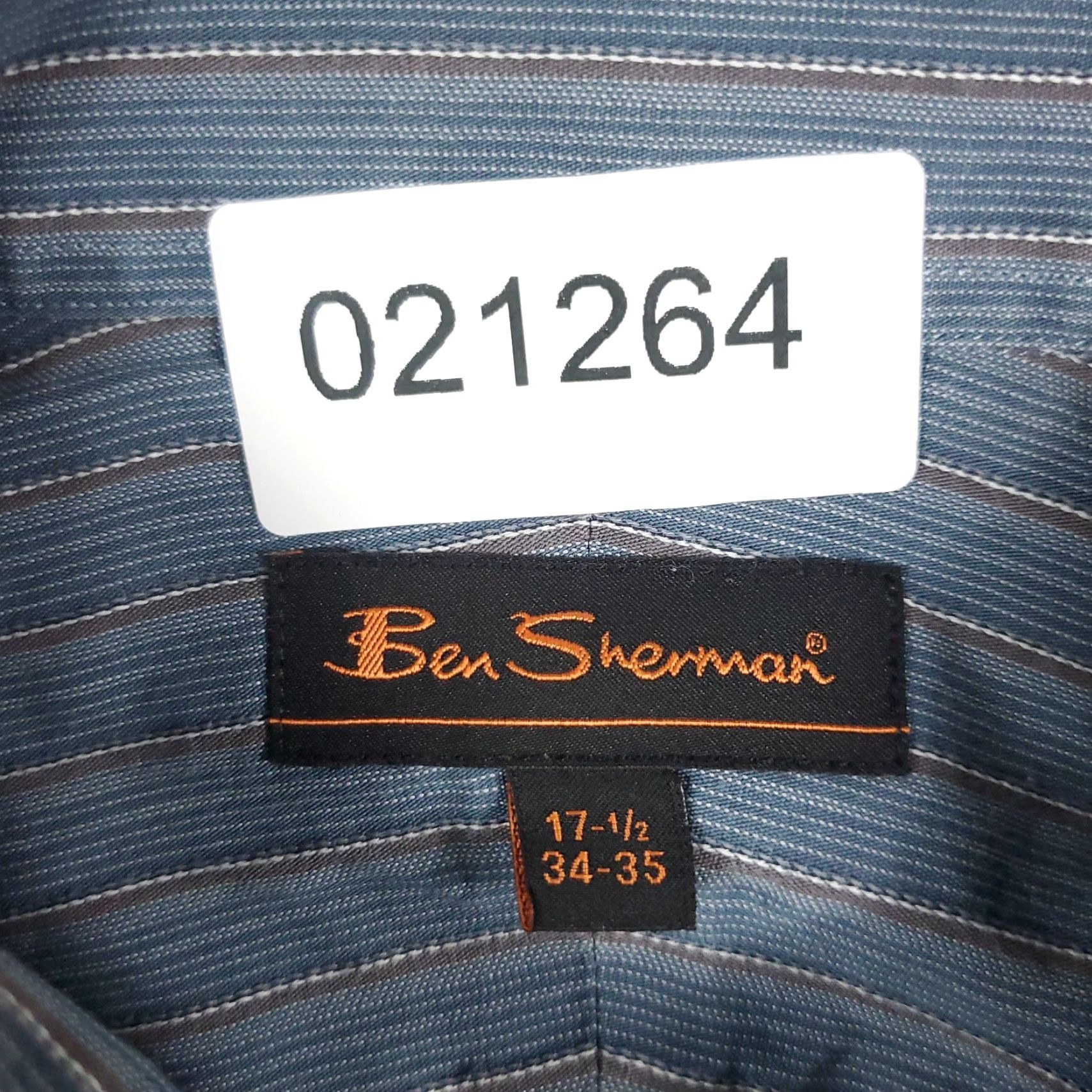 Ben Sherman Ben Sherman Dress Shirt Mens 17.5 Blue Striped Long Sleeve Button Up Size 46R - 6 Thumbnail