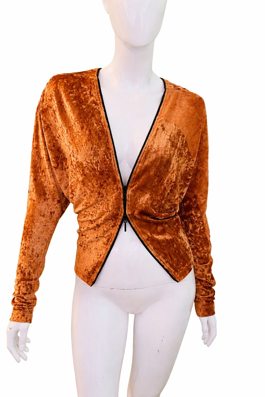 plein sud Plein Sud Velvet Zip Zipper Open Back French Designer Top Size M / US 6-8 / IT 42-44 - 1 Thumbnail