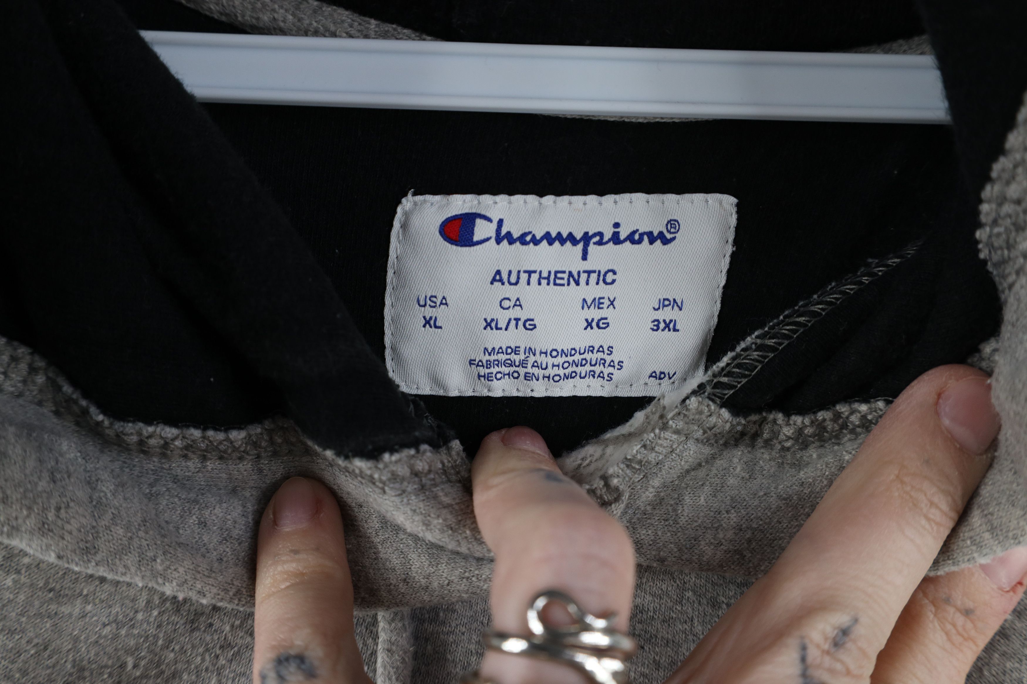 Champion Vintage Champion Monochrome Hoodie Sweatshirt Heather Gray Size US XL / EU 56 / 4 - 11 Thumbnail