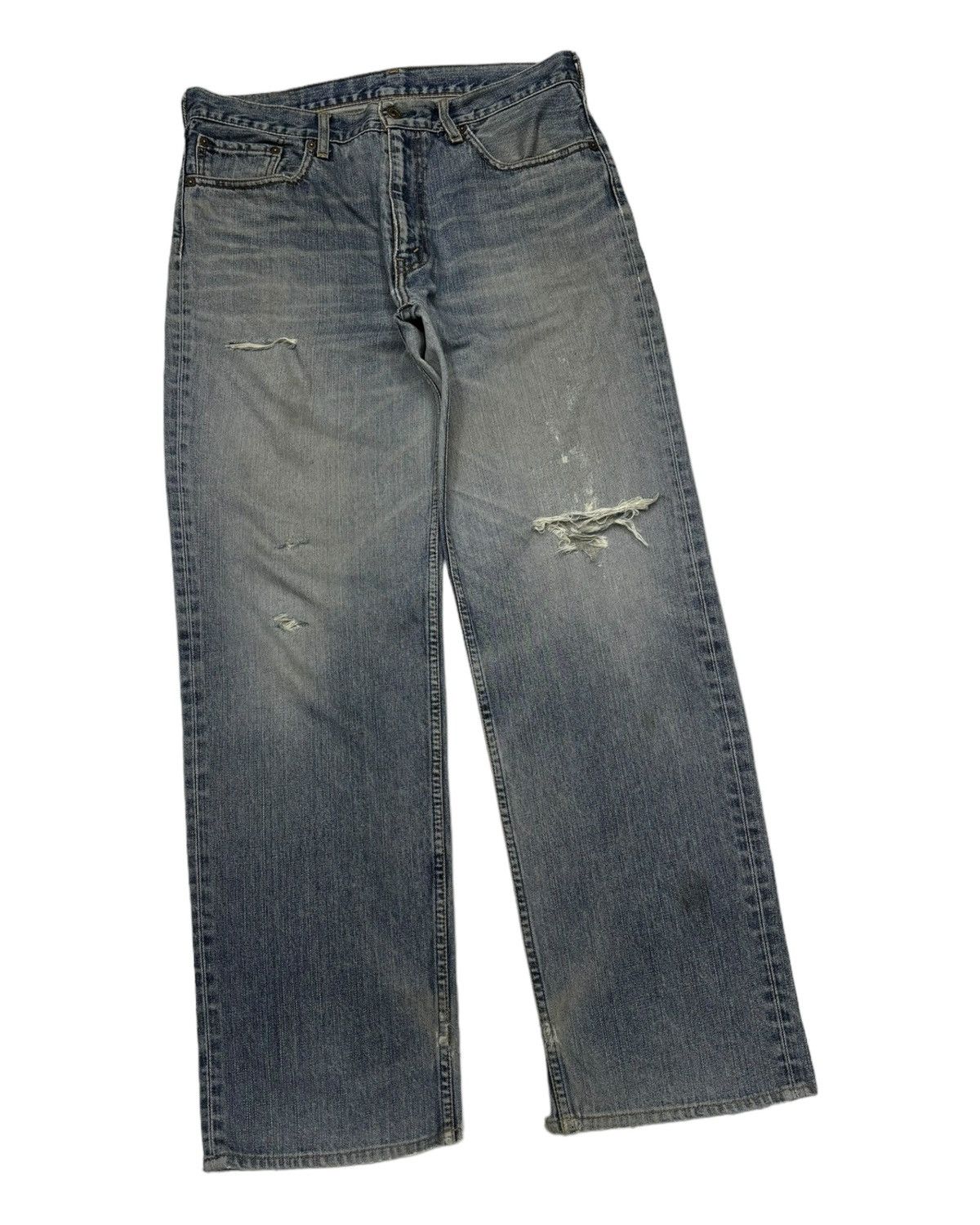 Levi's VINTAGE LEVIS 502 BLUE WASH BAGGY DISTRESS DENIM JEANS Size US 36 / EU 52 - 3 Thumbnail