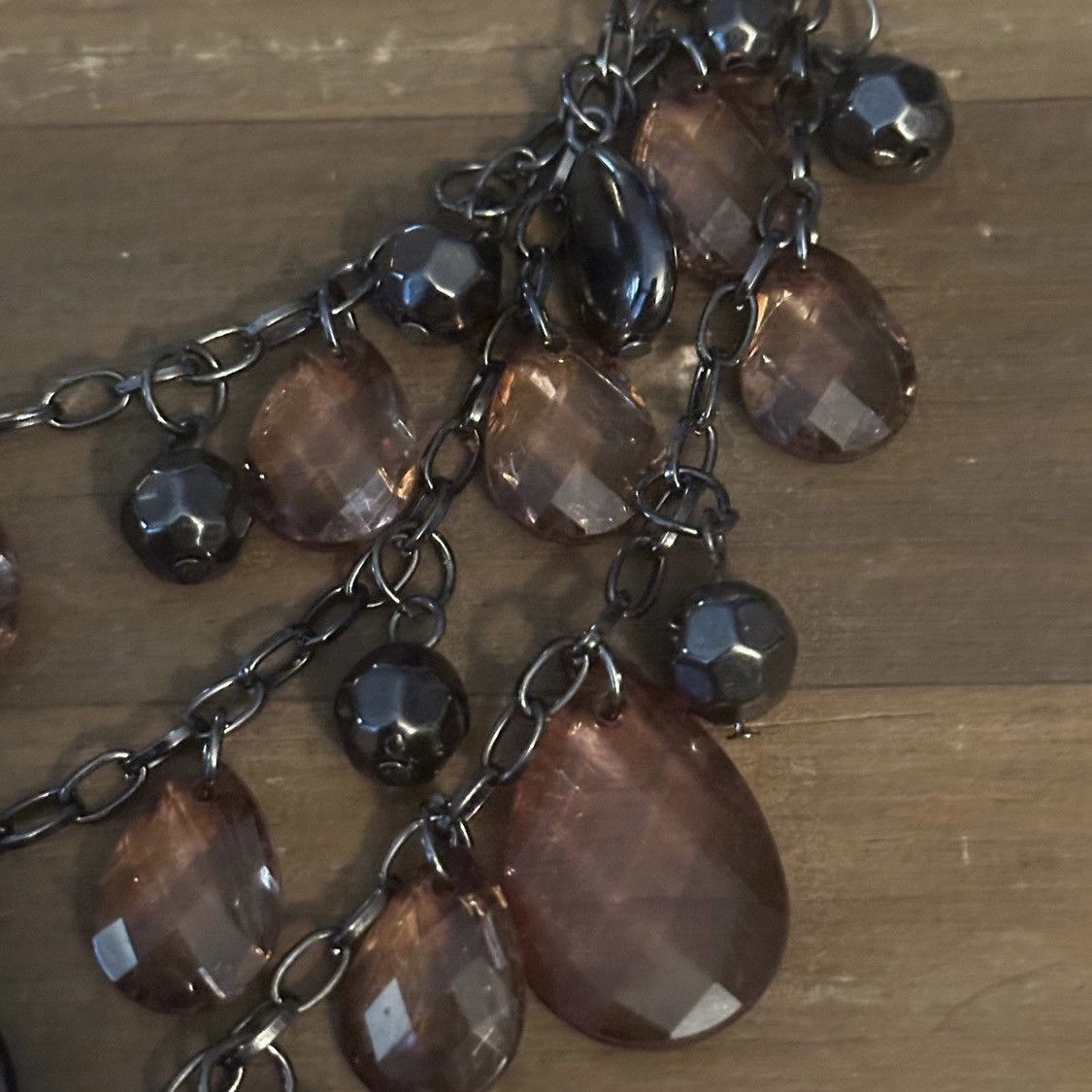 Other Gunmetal multi strand amber dangle bead statement necklace Size ONE SIZE - 4 Thumbnail