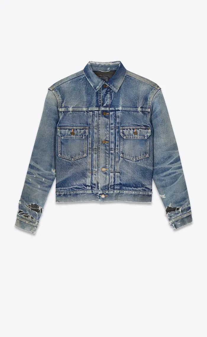 o1bcso1str1224 Destroyed Jacket In 70S in Blue