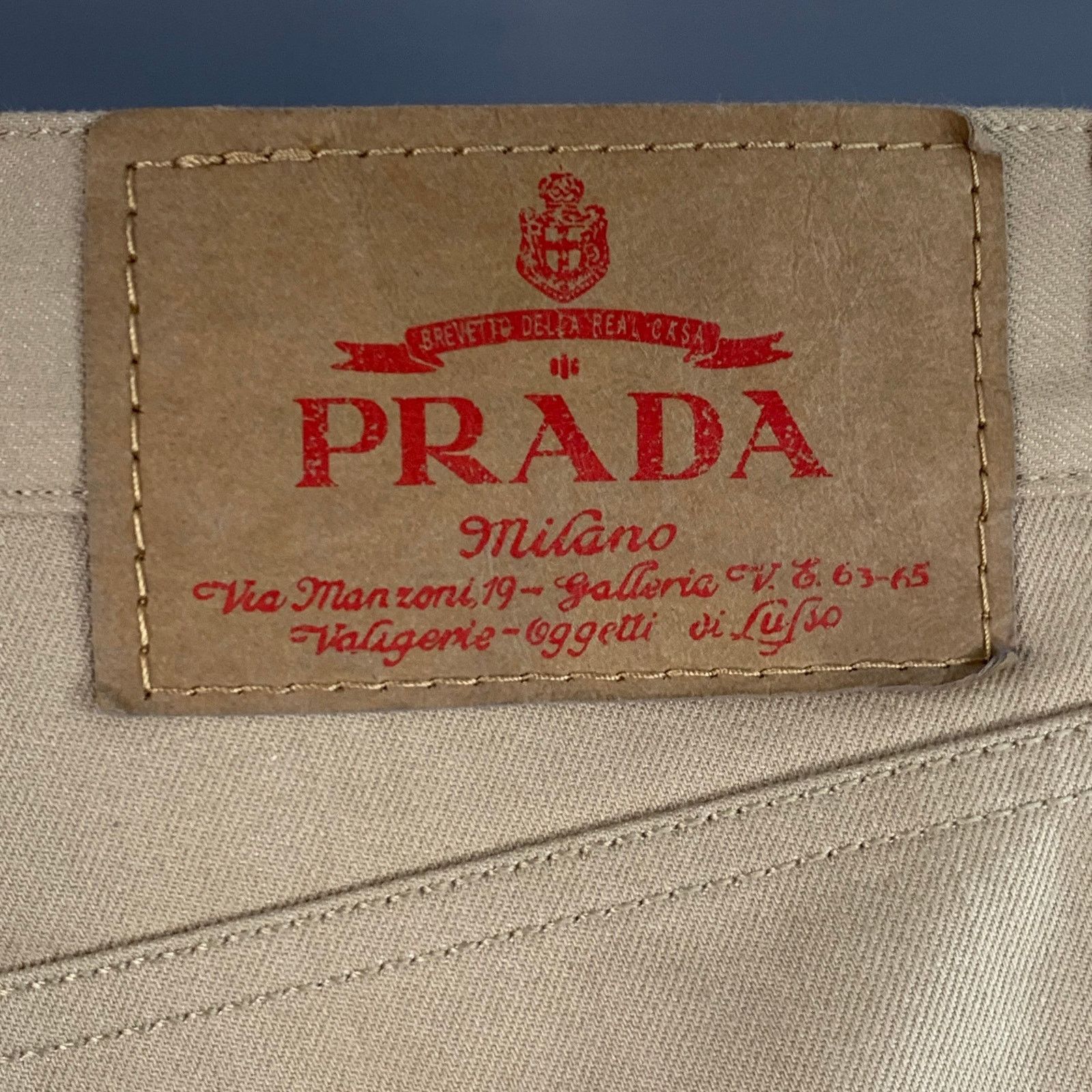 Prada 34 Khaki Twill Cotton Classic Fit Tapered Button Fly Jeans Size US 34 / EU 50 - 4 Thumbnail