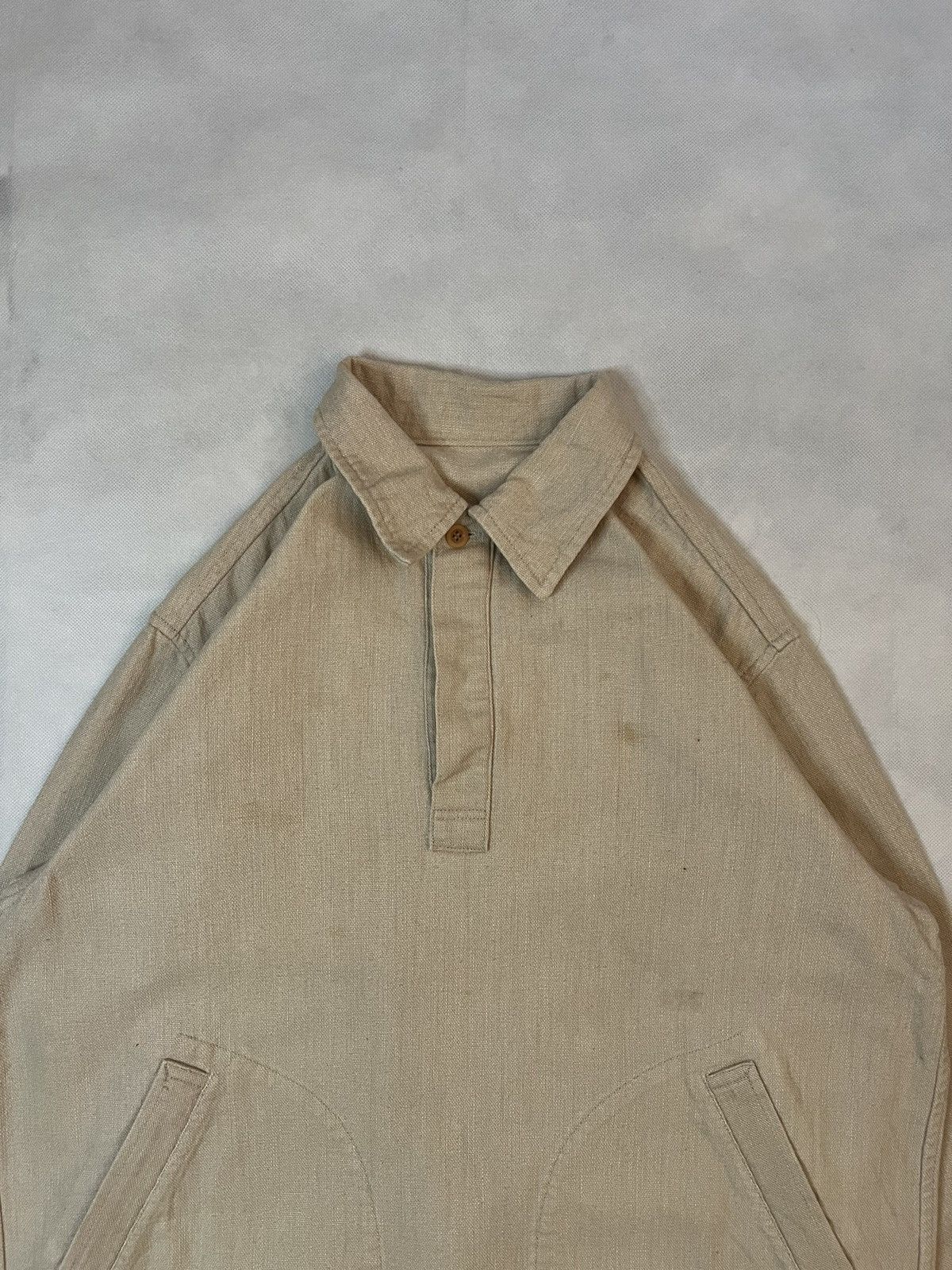 Paul Smith Vtg Paul Smith London Cotton Linen Beige Half Button Size US M / EU 48-50 / 2 - 4 Thumbnail