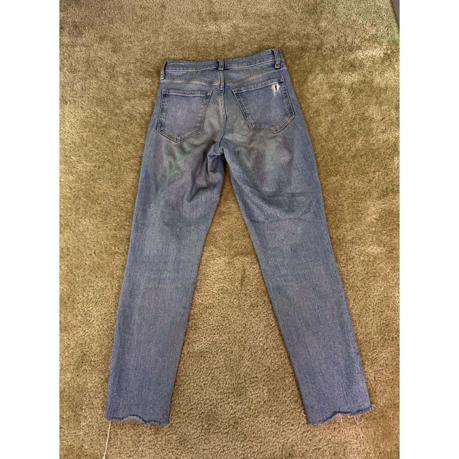 Old Navy Old Navy Women's Straight Jeans Size 2 Blue Denim Raw Hem Size 26" / US 2 / IT 38 - 4 Thumbnail