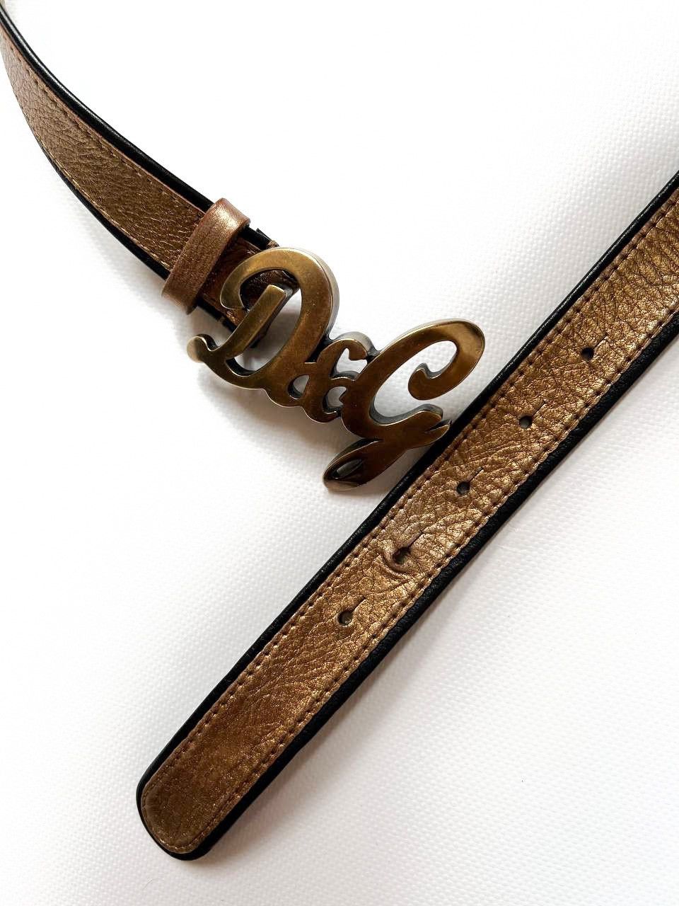 Dolce & Gabbana × Vintage Vintage Dolce Gabbana gold leather logo buckle belt D&G Size ONE SIZE - 4 Thumbnail