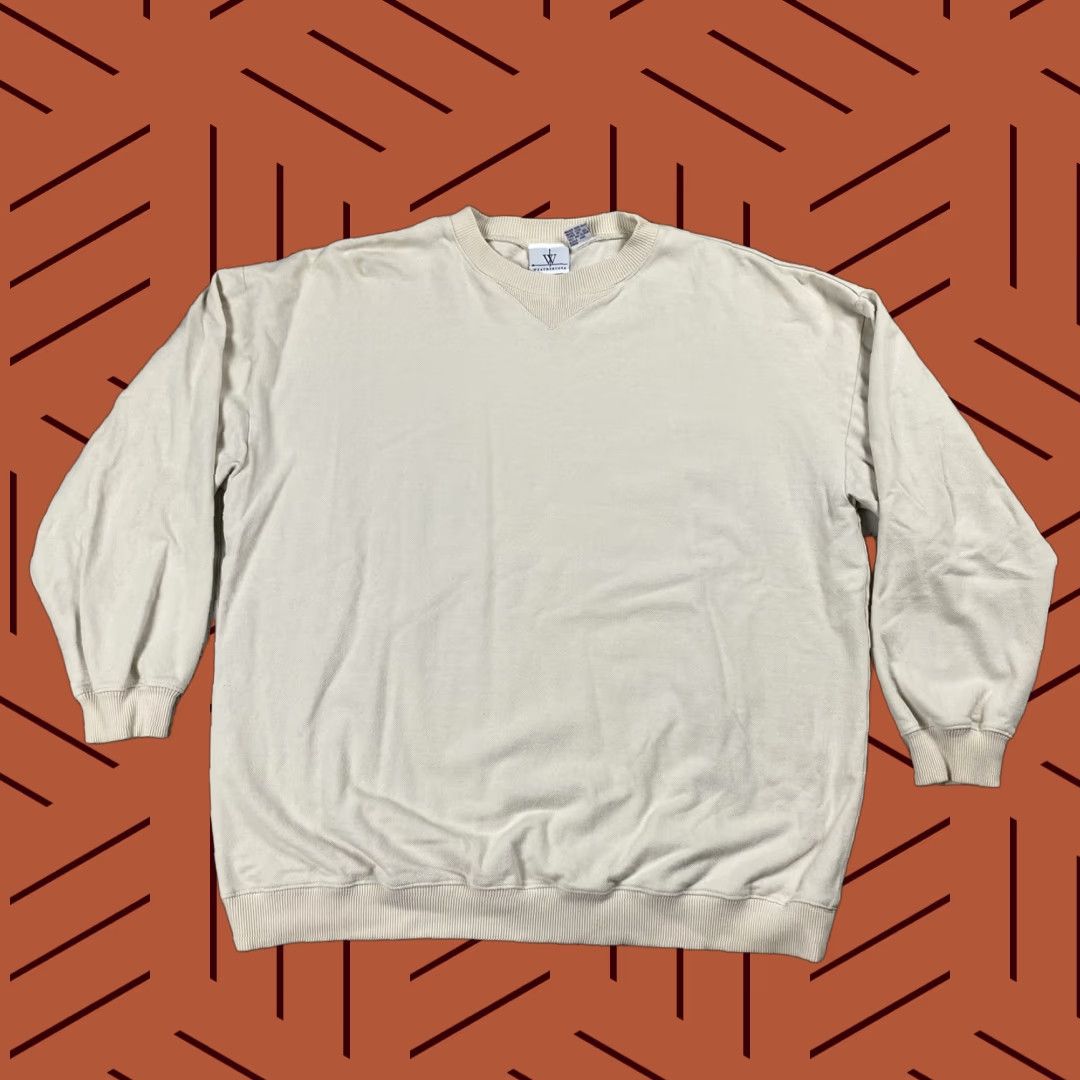 Vintage VTG 90s Weathervane Thermal Knit Pullover Sweatshirt Offwhite Adult Large Cotton Size L / US 10 / IT 46 - 1 Thumbnail