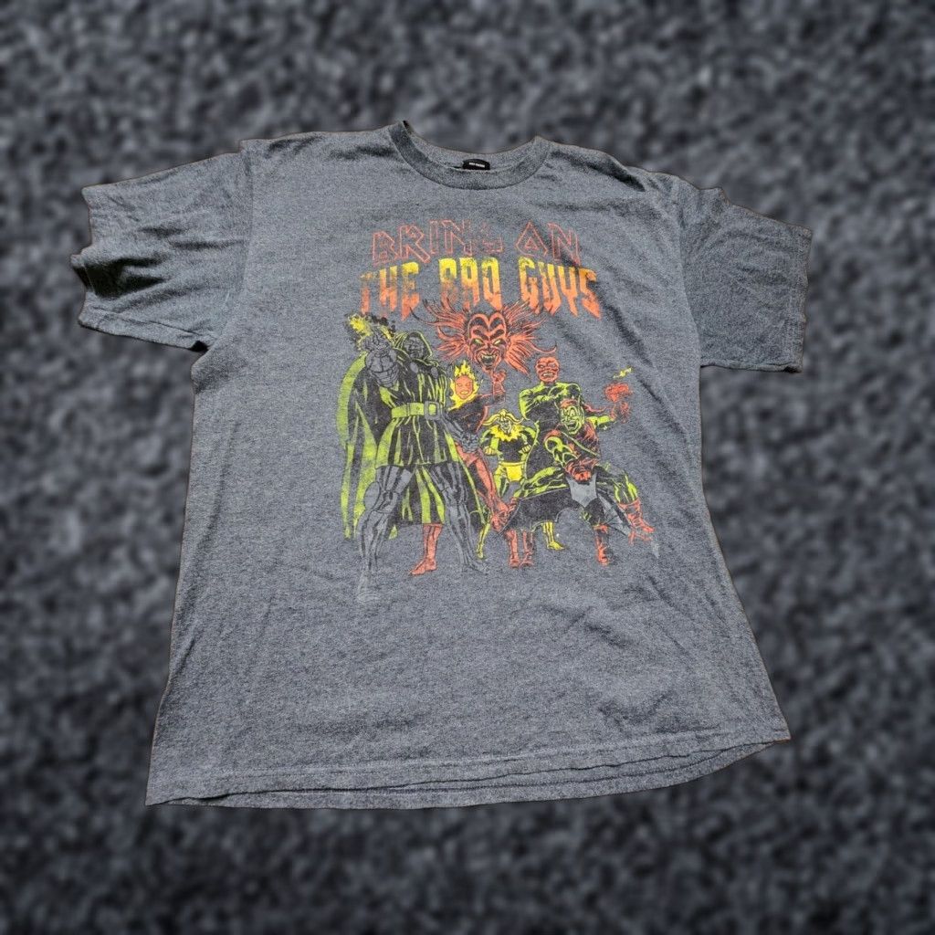 Mad Engine Mad Engine Marvel T Shirt Crew Neck Short Sleeve Gray Adult L Cotton Dr Doom Goblin Loki Marvel Characters Mens Size US L / EU 52-54 / 3 - 1 Thumbnail