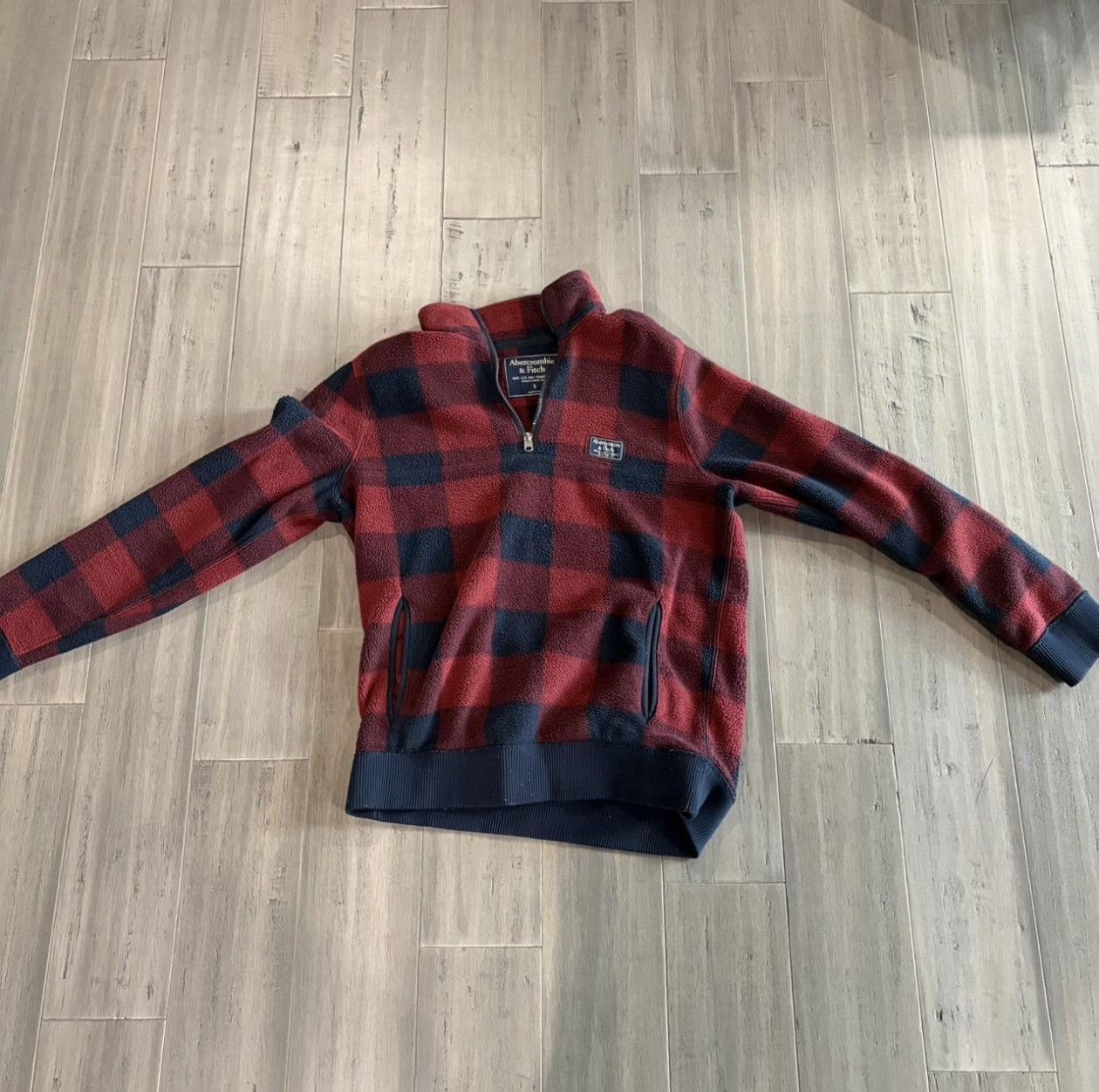 Abercrombie & Fitch Red and Navy Abercrombie and Fitch Quarter Zip Size US S / EU 44-46 / 1 - 1 Thumbnail