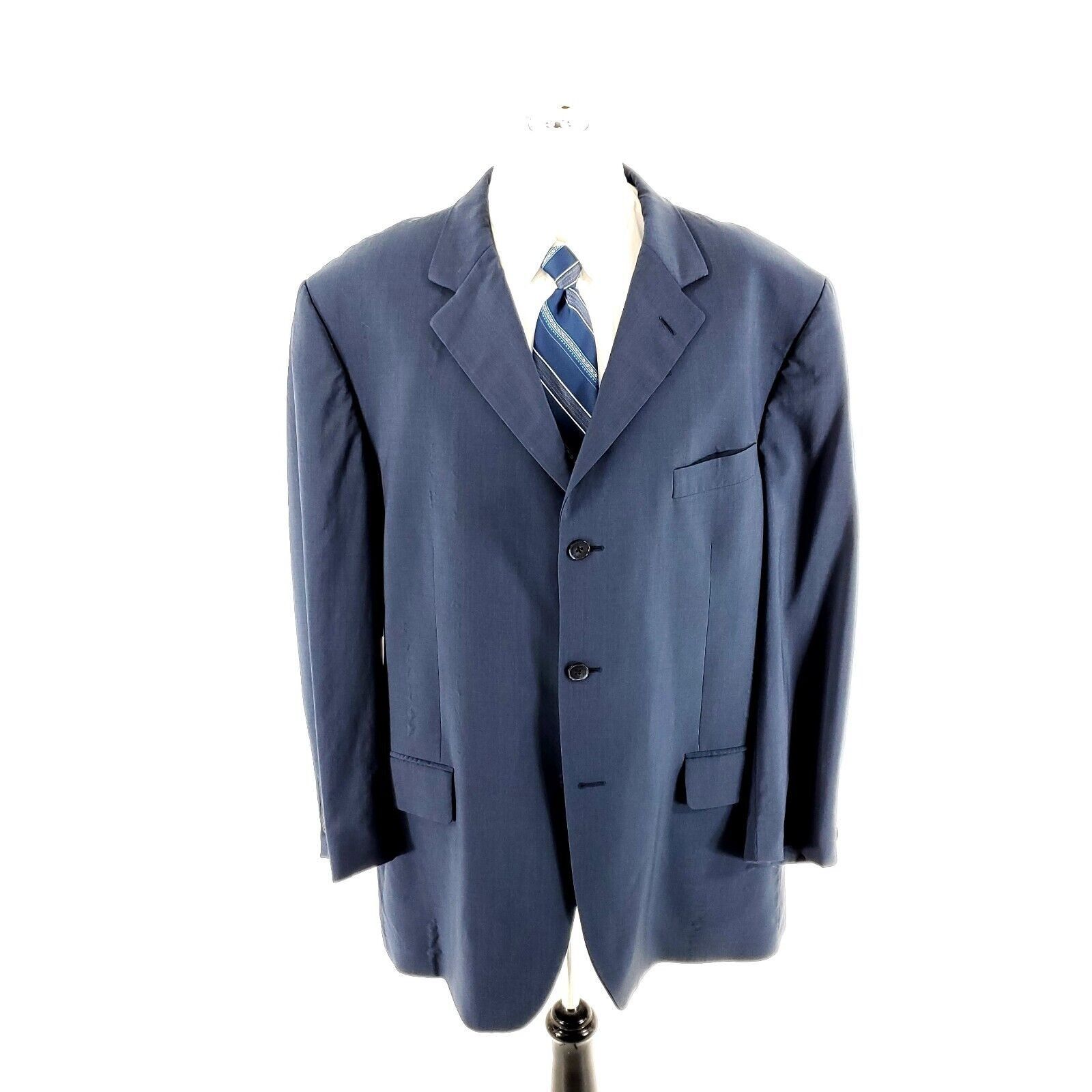 Arnold Brant DAMAGED Arnold Brant Marzotto Wool 3 Button Blazer 48L Blue Size 48L - 5 Thumbnail