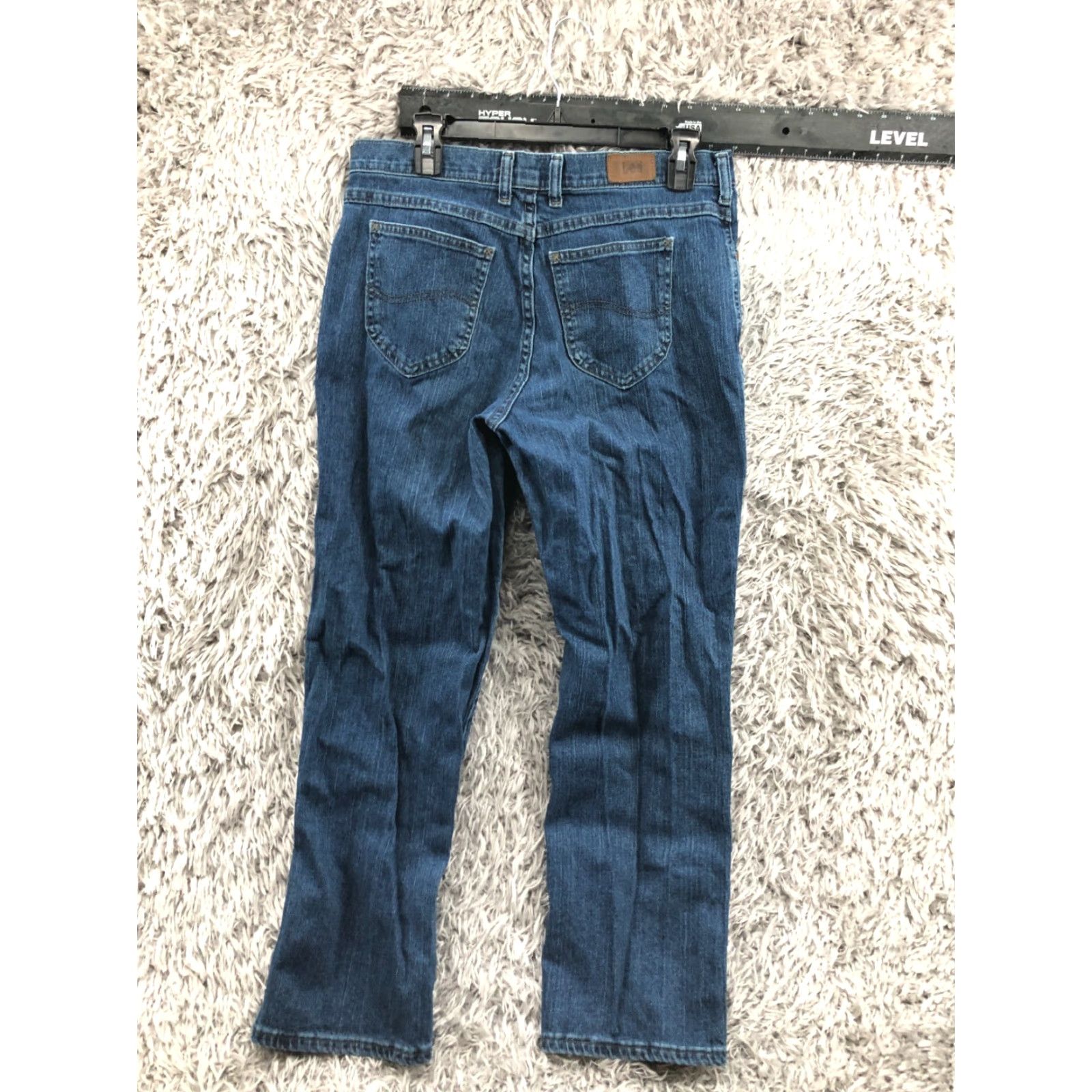 Lee Lee Relaxed Straight Jeans Womens Medium Wash Blue Size 14 Regular 5-Pocket Denim Cotton Mid Rise Straight Size 36" / US 14 / IT 50 - 5 Thumbnail
