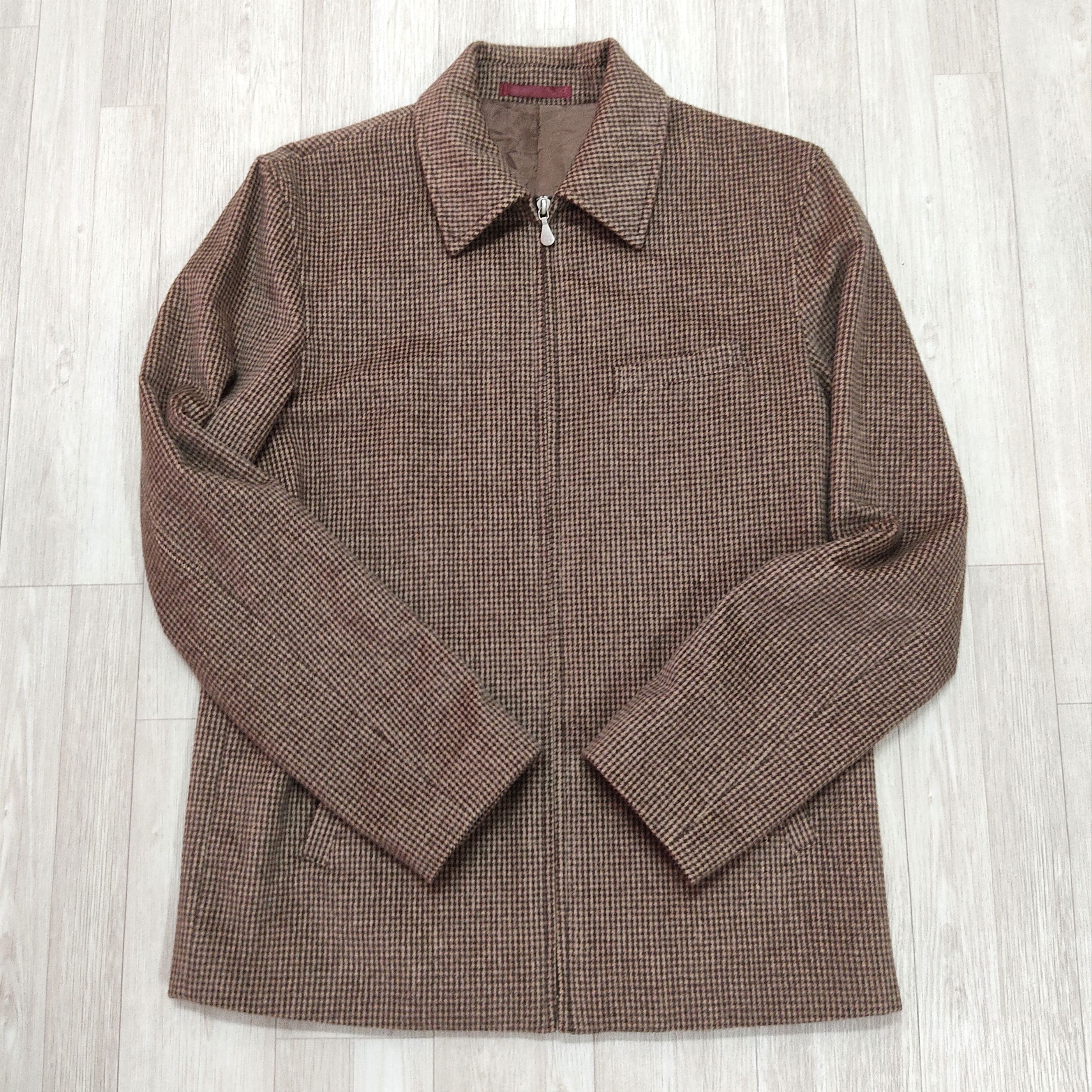 Paul Smith PAUL SMITH Herringbone Plaid Wool Zipper Jacket Size US L / EU 52-54 / 3 - 3 Thumbnail