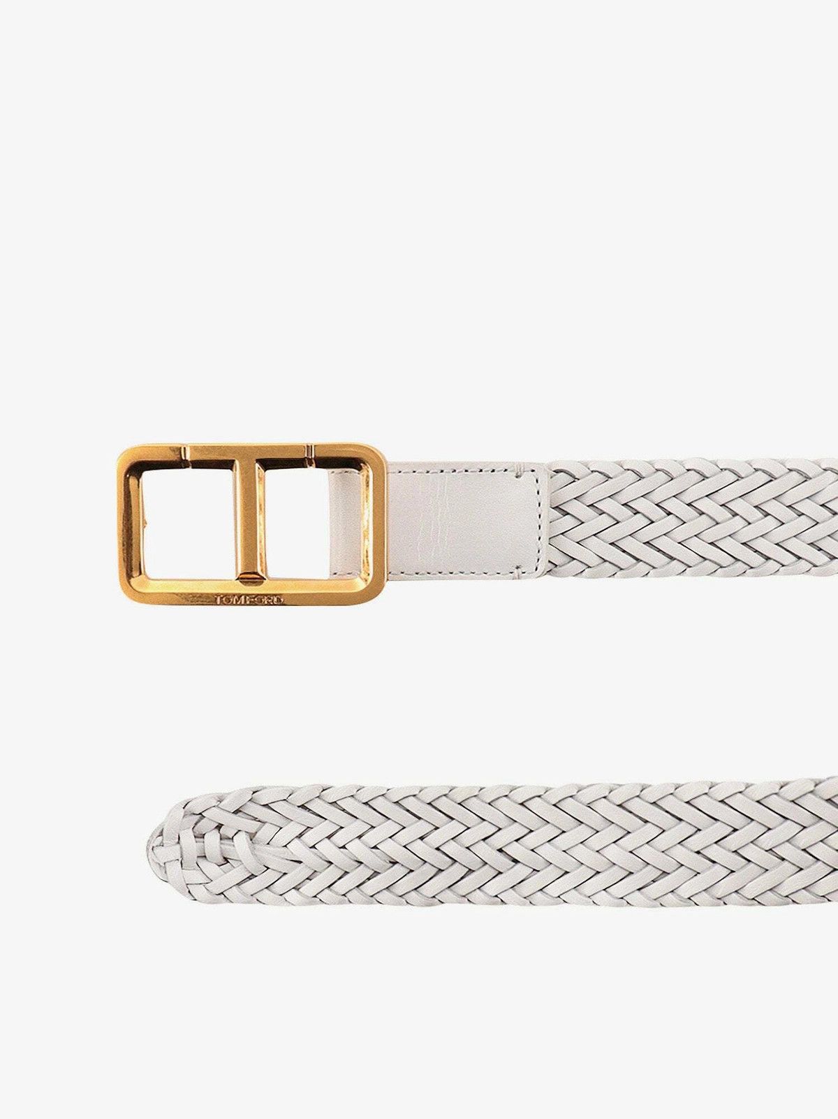 Tom Ford oc11z0326 Size: 95 / Leather Belt in White Size 38 - 2 Thumbnail