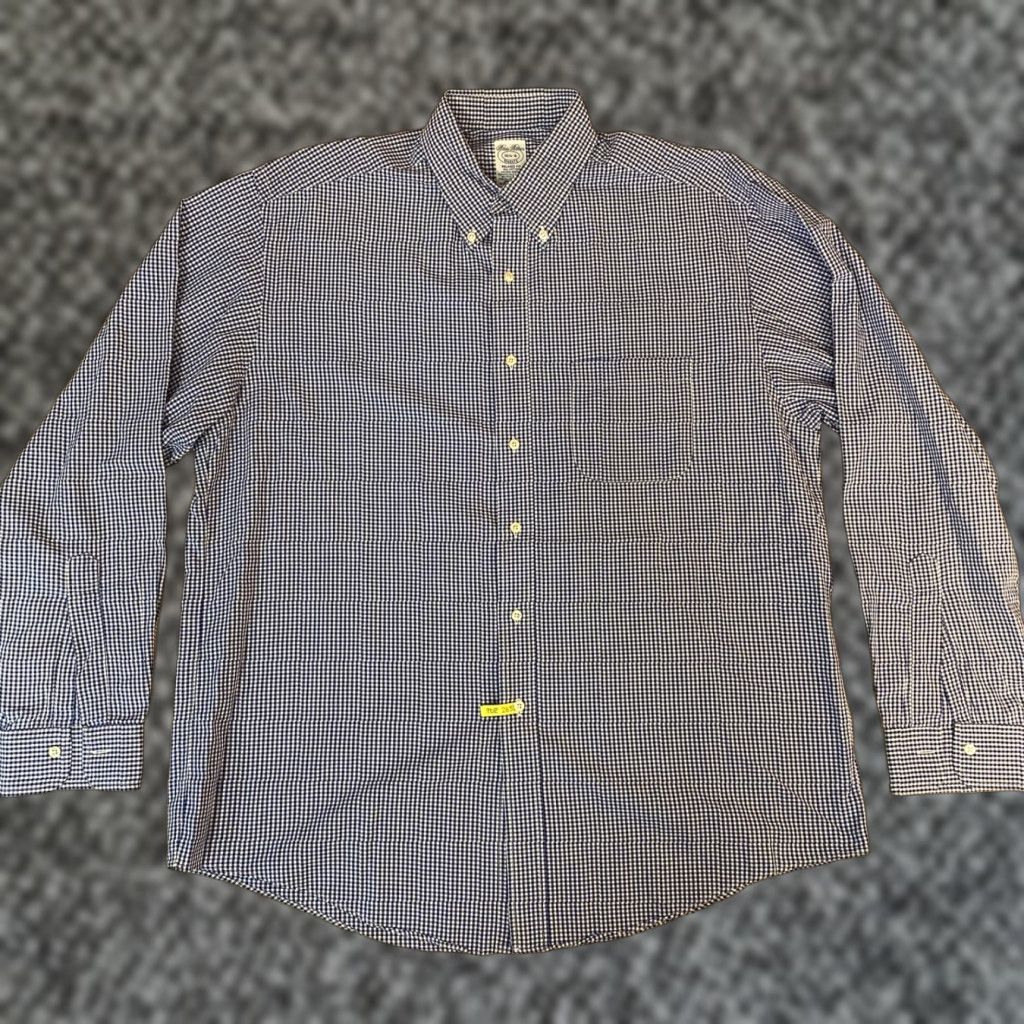 Brooks Brothers VINTAGE Brooks Brothers Makers Shirt 16.5 Blue Plaid Relaxed USA Button-Down Mens Shirt Size US XL / EU 56 / 4 - 1 Thumbnail