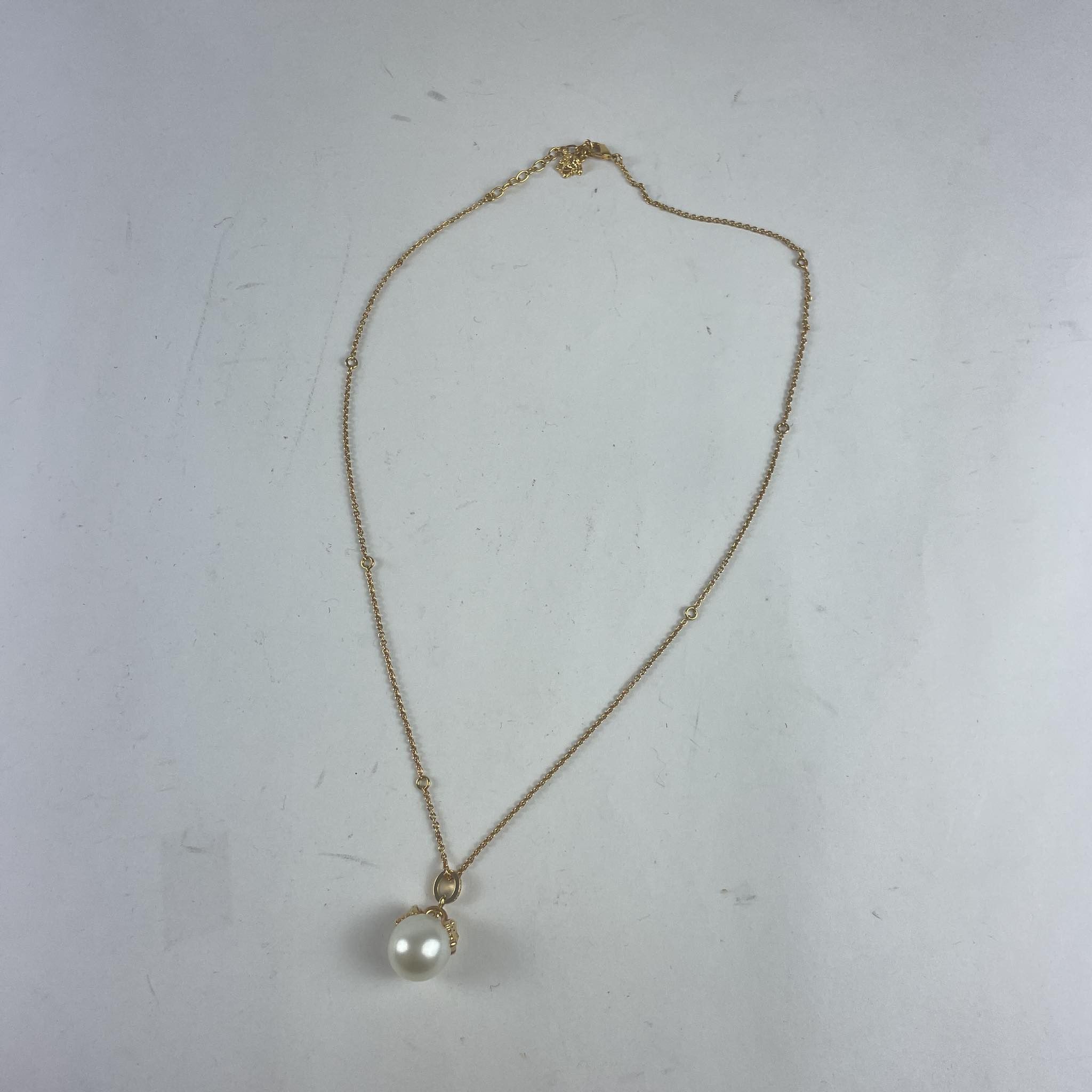 Versace NEW Versace Gold Plated White Pearl Medusa Necklace Size ONE SIZE - 1 Thumbnail