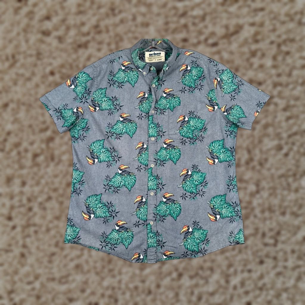 Vintage Urban Pipeline Shirt Men’s XL Blue Green Floral Button-Up Cotton Blend Size US XL / EU 56 / 4 - 1 Thumbnail
