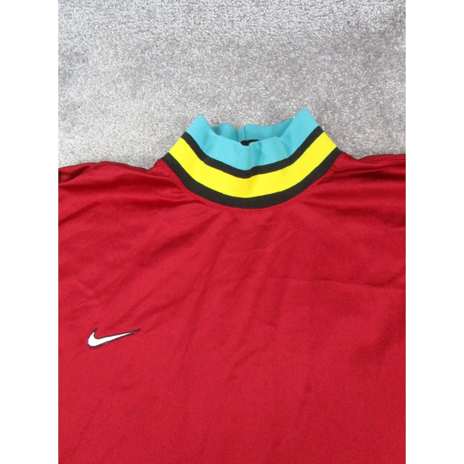 Nike VINTAGE Nike Shirt Mens Large Red Yellow Blue Pullover Soccer Goalie Mock Neck Size US L / EU 52-54 / 3 - 2 Thumbnail