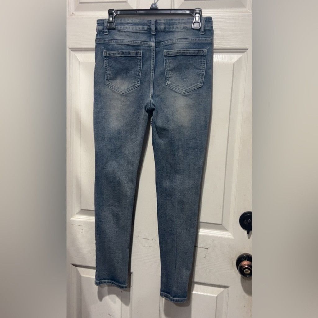 The Unbranded Brand blue biker jeans with a cool design, Size: 14 years Size 36" / US 14 / IT 50 - 3 Thumbnail