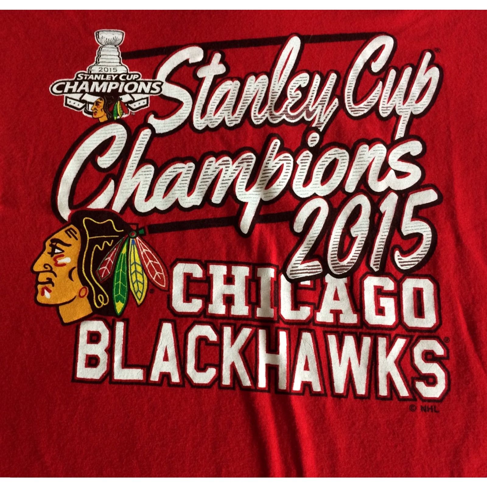 Vintage Stanley Cup Champions 2015 Chicago Blackhawks Women's V Neck T Shirt Sz M Tee Shirt Size M / US 6-8 / IT 42-44 - 2 Thumbnail