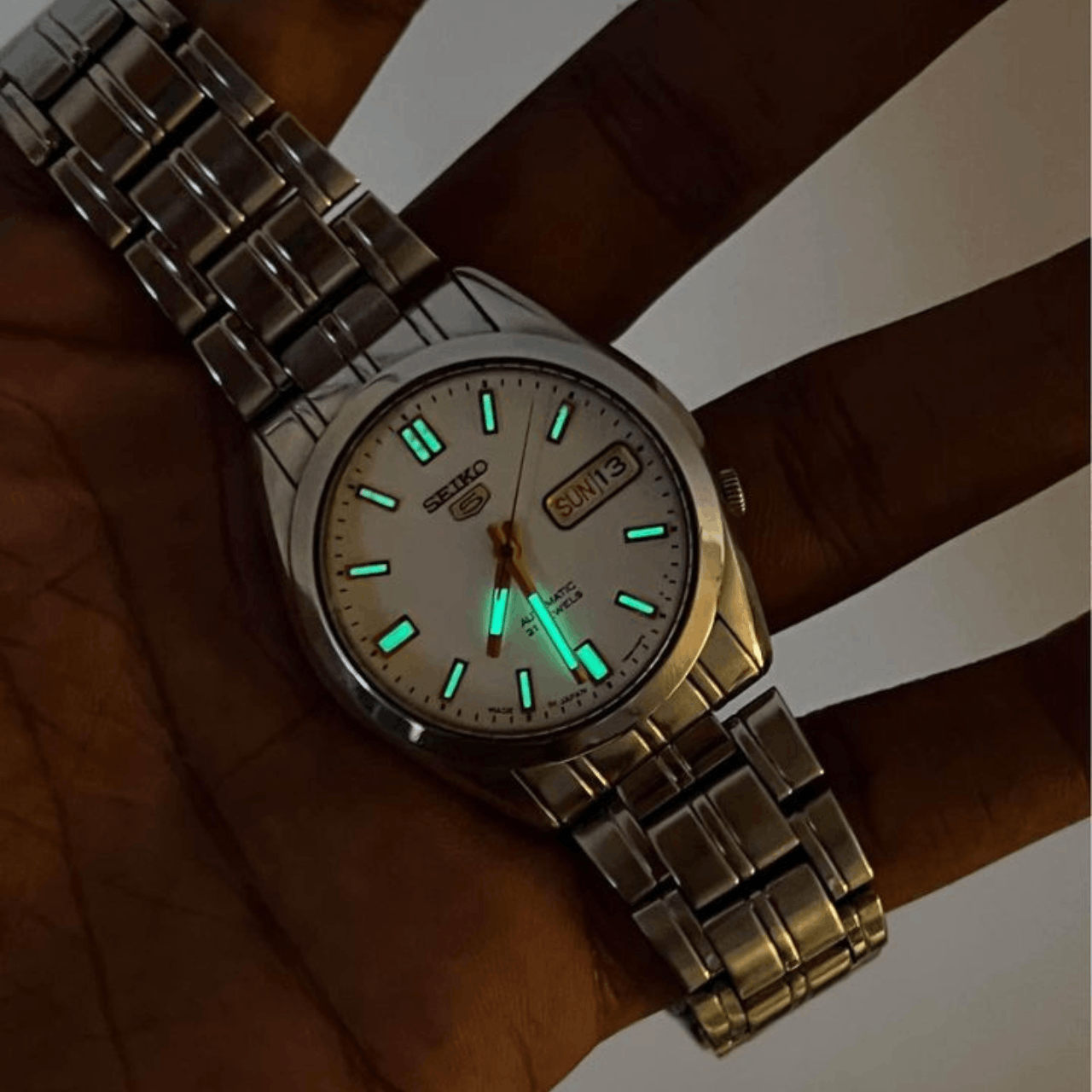 image of Japan Seiko 5 Caliber 7S26 Vintage Watch Men New Gift Summer in White Silver