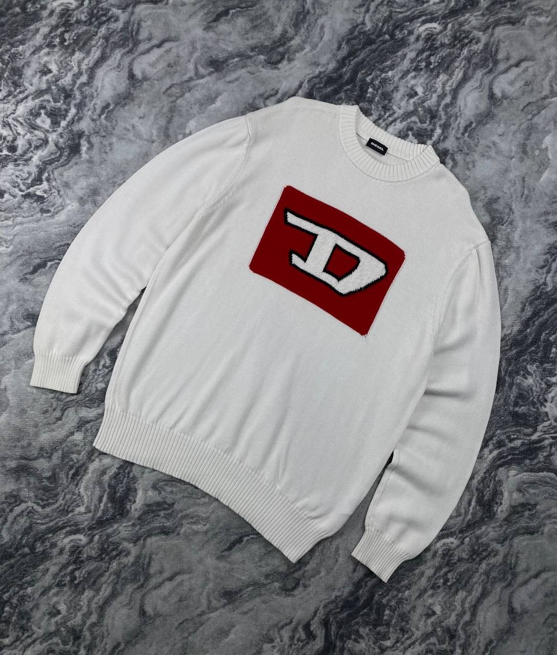 Diesel Diesel Knit Sweater Big Logo Men Size L White Size US L / EU 52-54 / 3 - 1 Thumbnail