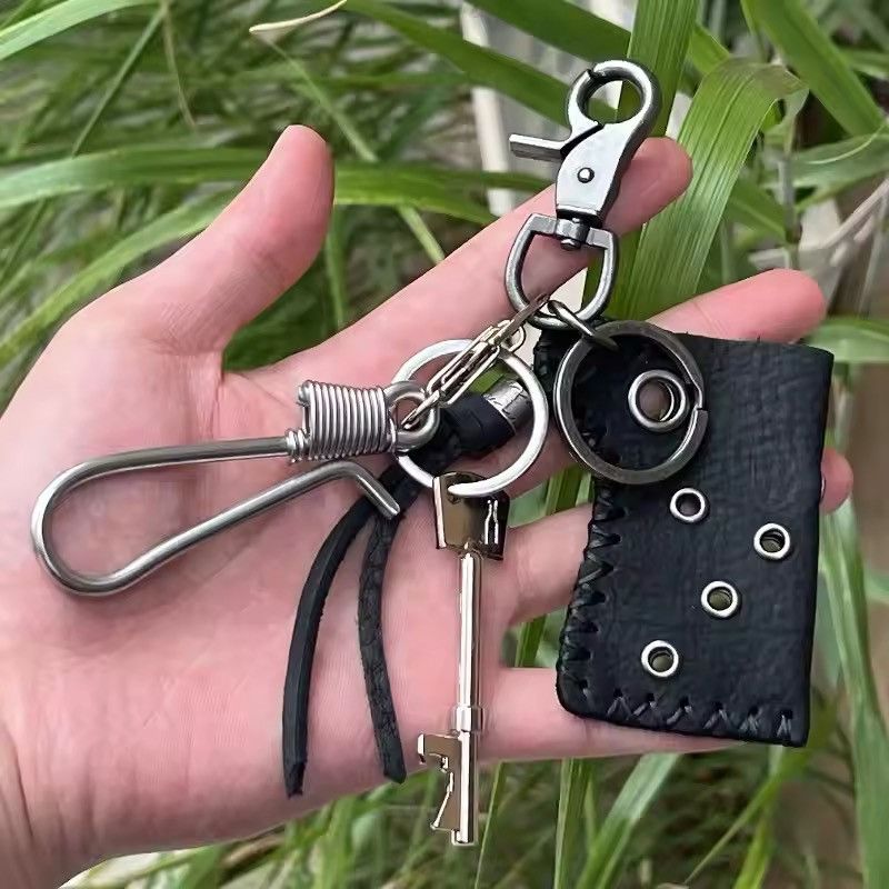 Vintage Genuine Leather Silver Jeans Carabiner keychain Size ONE SIZE - 1 Thumbnail