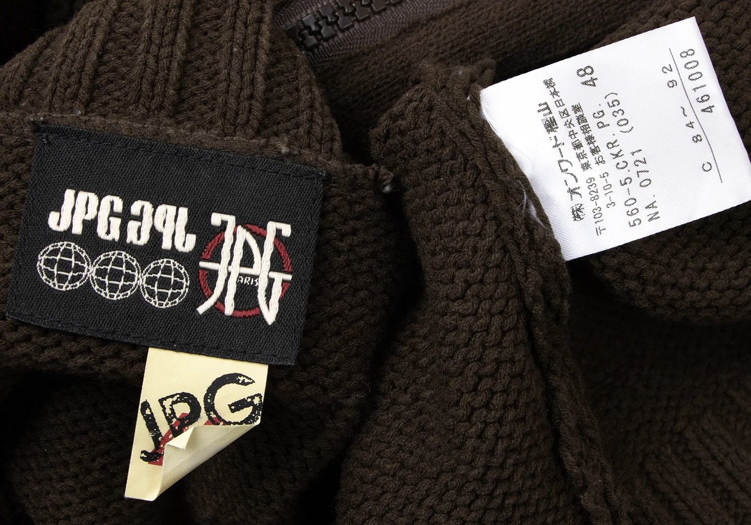 Jean Paul Gaultier Double Zip Knit with Openwork Sleeves in Brown 48 Size US M / EU 48-50 / 2 - 18 Thumbnail