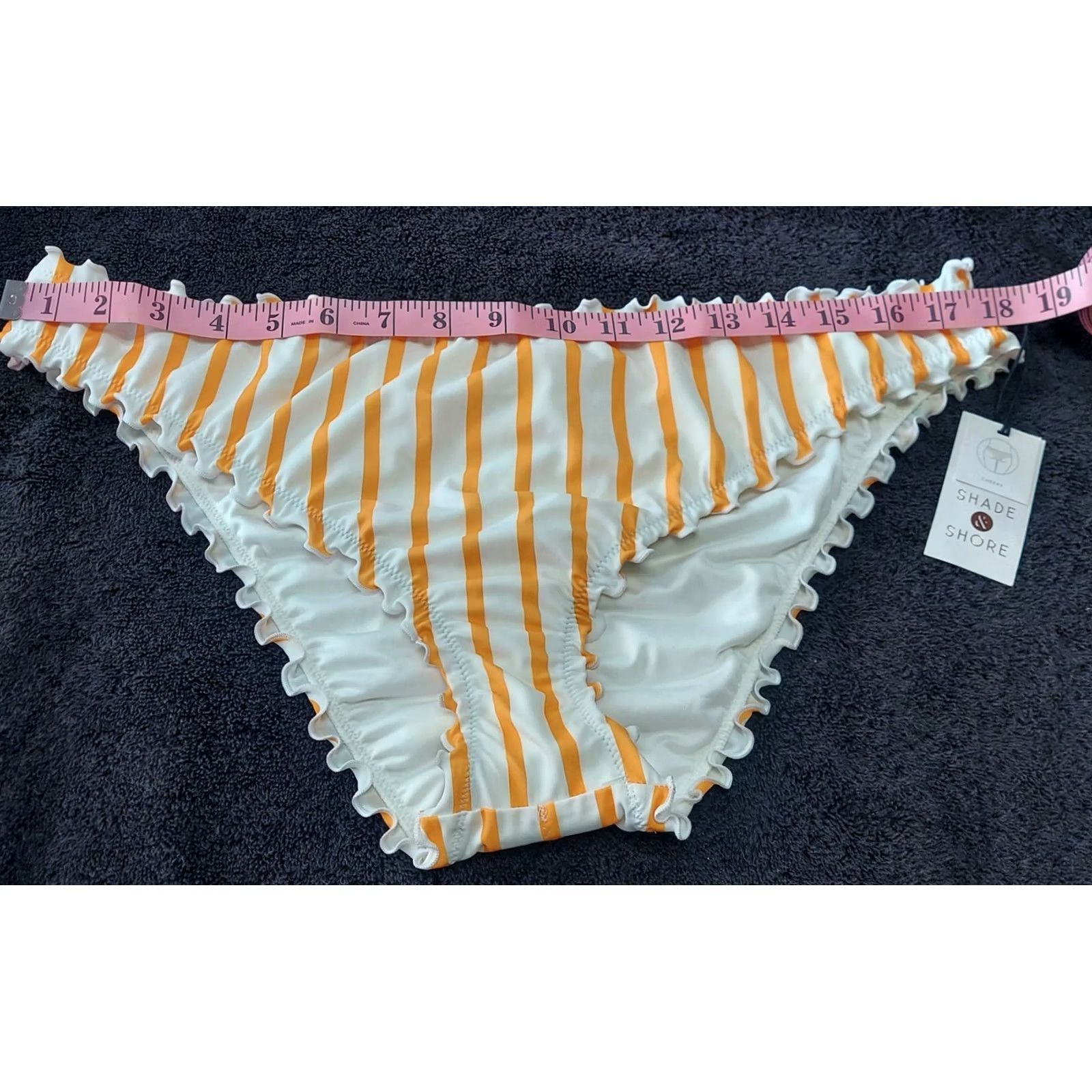 Vintage Shade & Shore Womens XL Orange White Stripe Bikini Bottoms Swimwear Size 40" / US 18 - 7 Thumbnail