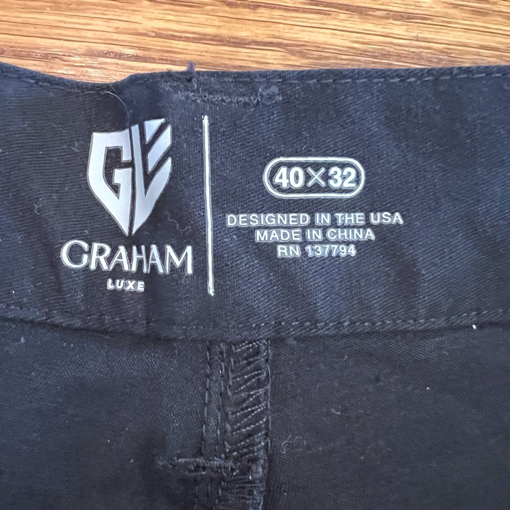 Vintage Graham Richmond Pants Black 40x32 Regular Straight Zip Front Front Flat Front Modern Tailored Men’s Pants Size US 40 / EU 56 - 3 Thumbnail