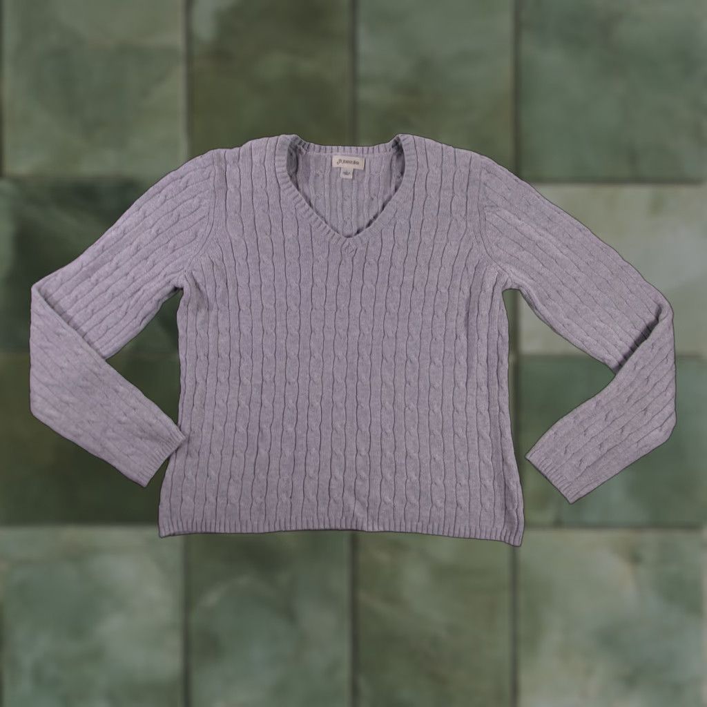 Vintage St Johns Bay Women Sweater Large Light Gray Cable Pullover Cozy Classic Fall Day Size L / US 10 / IT 46 - 1 Thumbnail